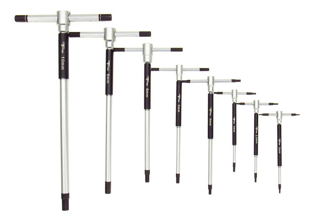 Pit Posse 8-Piece Metric T-Handle Hex Allen Wrench Set with 3-Way Rotating Sleeve - High Carbon Steel Bike & Motorcycle Tool Kit with Storage Rack - Perfect for Bicycle Repair, Motorcycle Maintenance & DIY Automotive Projects