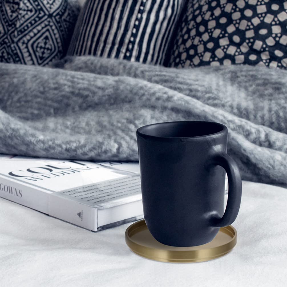 2Pcs Brass Coaster Set - Elegant Copper Cup Holders for Drinks, Home Bar & Kitchen Decor - Perfect for Coffee Tables, Centerpieces & Party Serving (Golden) - Ideal for Cocktails, Wine & Hot Beverages