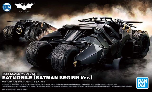 Bandai 1/35 The Dark Knight Trilogy Batmobile (Tumbler) Batman Begins Version Model Kit - Collectible DC Comics Movie Replica for Display & Action Scenes