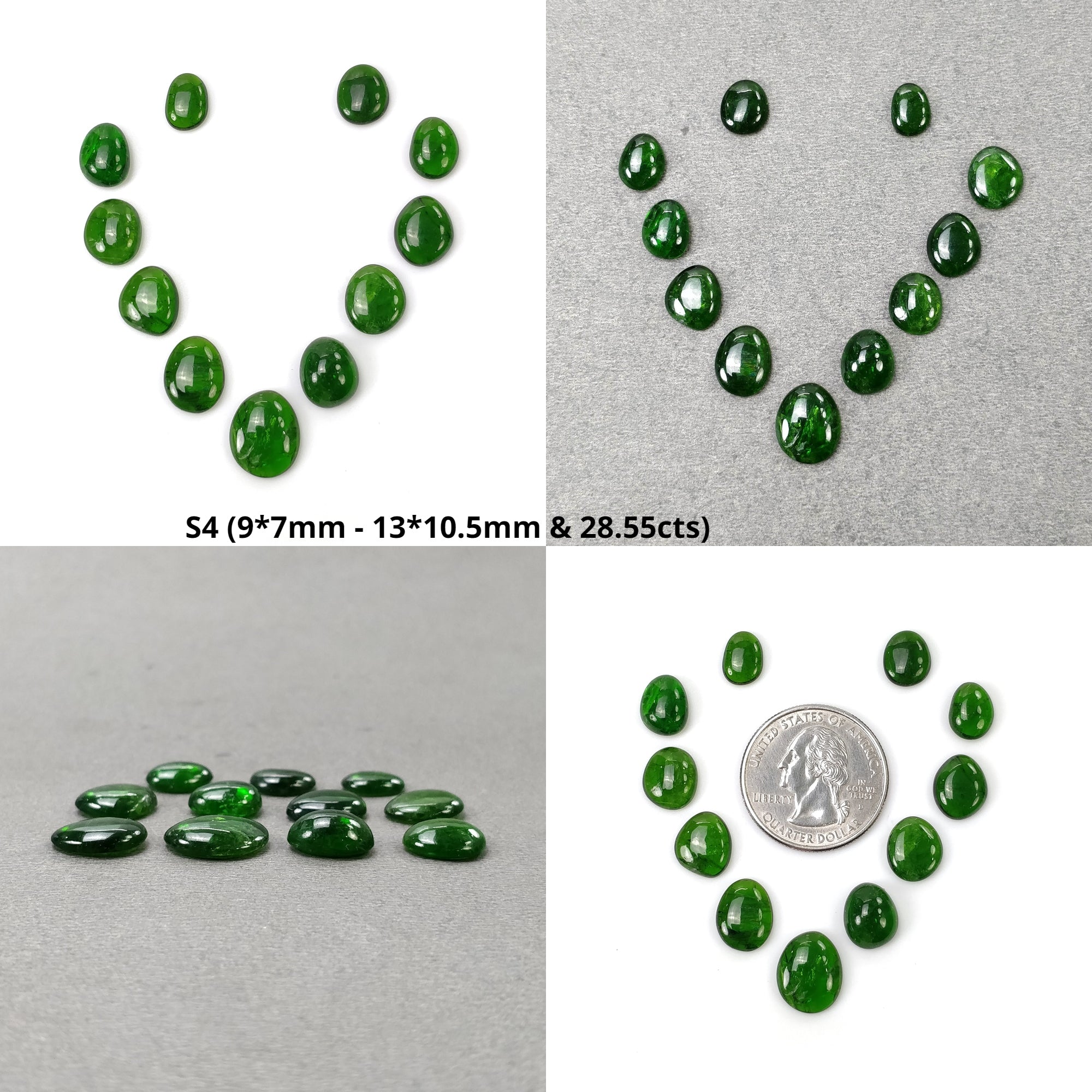 Natural Green Chrome Diopside Gemstone Cabochons - 7pcs, 9pcs, 11pcs Lots in Unique Uneven Shapes | Handmade Jewelry Making, Wire Wrapping, Healing Crystal Collection