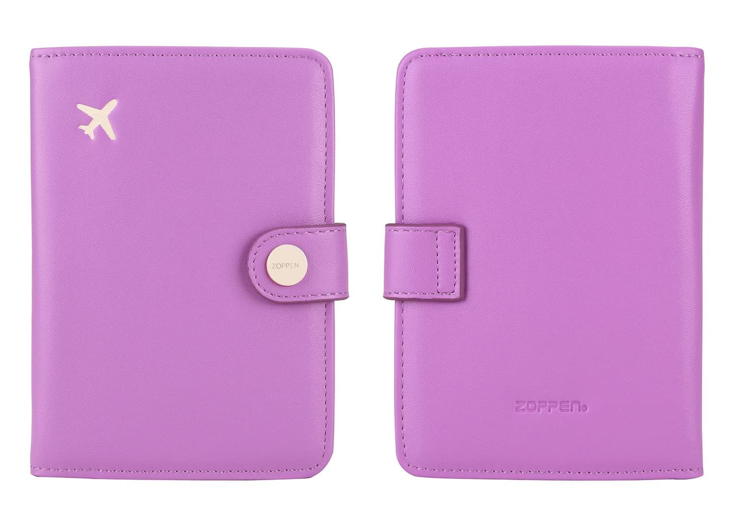 ZOPPEN RFID Blocking Passport Holder for Women - Travel Wallet Cover with Document Organizer, Violet Purple - Perfect for Air Travel, Vacations & Business Trips