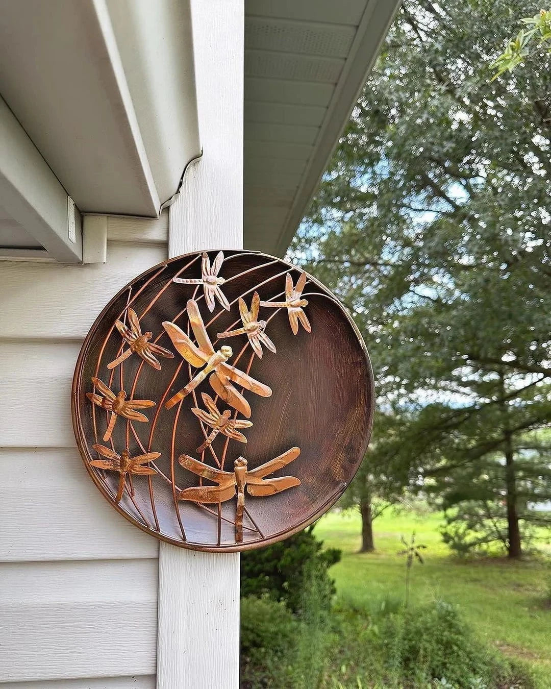 Raised Dragonflies Wall Decor Disc - Handcrafted Metal Art for Home & Office - Perfect for Living Room, Bedroom, or Outdoor Garden Decor