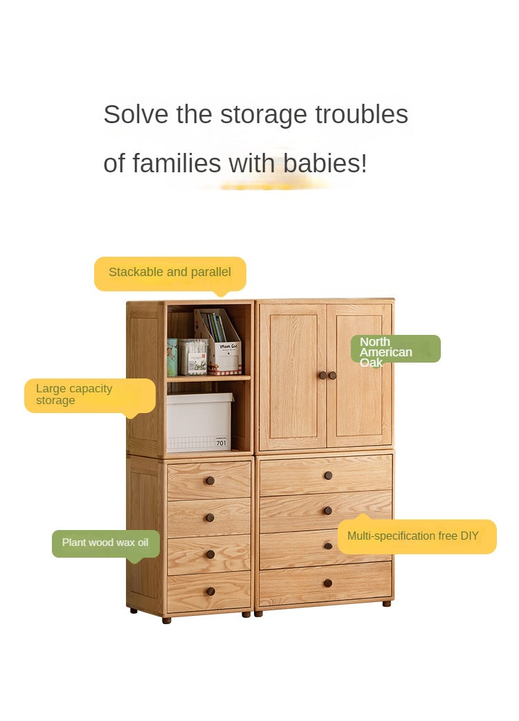 Solid Oak Wood Modern Nordic Kids Dresser - 5-Drawer Storage Cabinet for Nursery, Bedroom & Playroom Organization