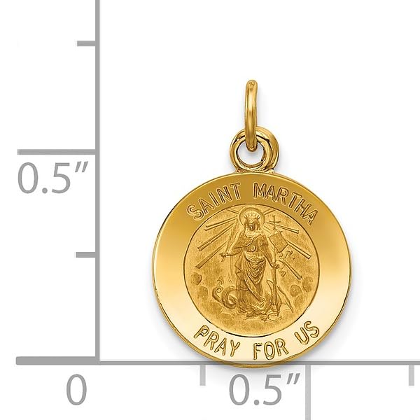 14K Solid Yellow Gold Saint Martha Medal Necklace - Religious Pendant Charm for Women, Gift for Baptism, First Communion & Spiritual Protection | IceCarats Jewelry