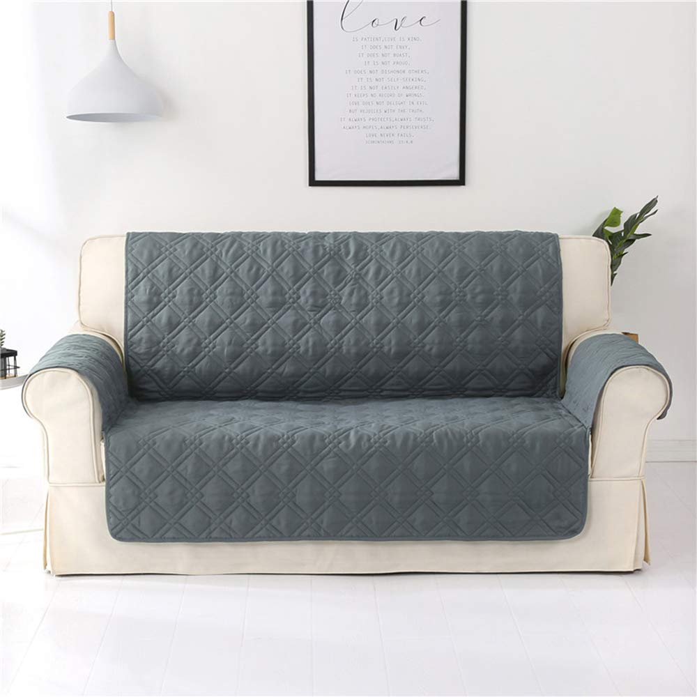 RIYIFER Waterproof Sofa Slipcover for Dogs & Pets - Stretchable Polyester Couch Cover with Elastic Straps, Furniture Protector for Leather Sofas (Gray, 3-Seater) - Perfect for Homes with Kids & Pets