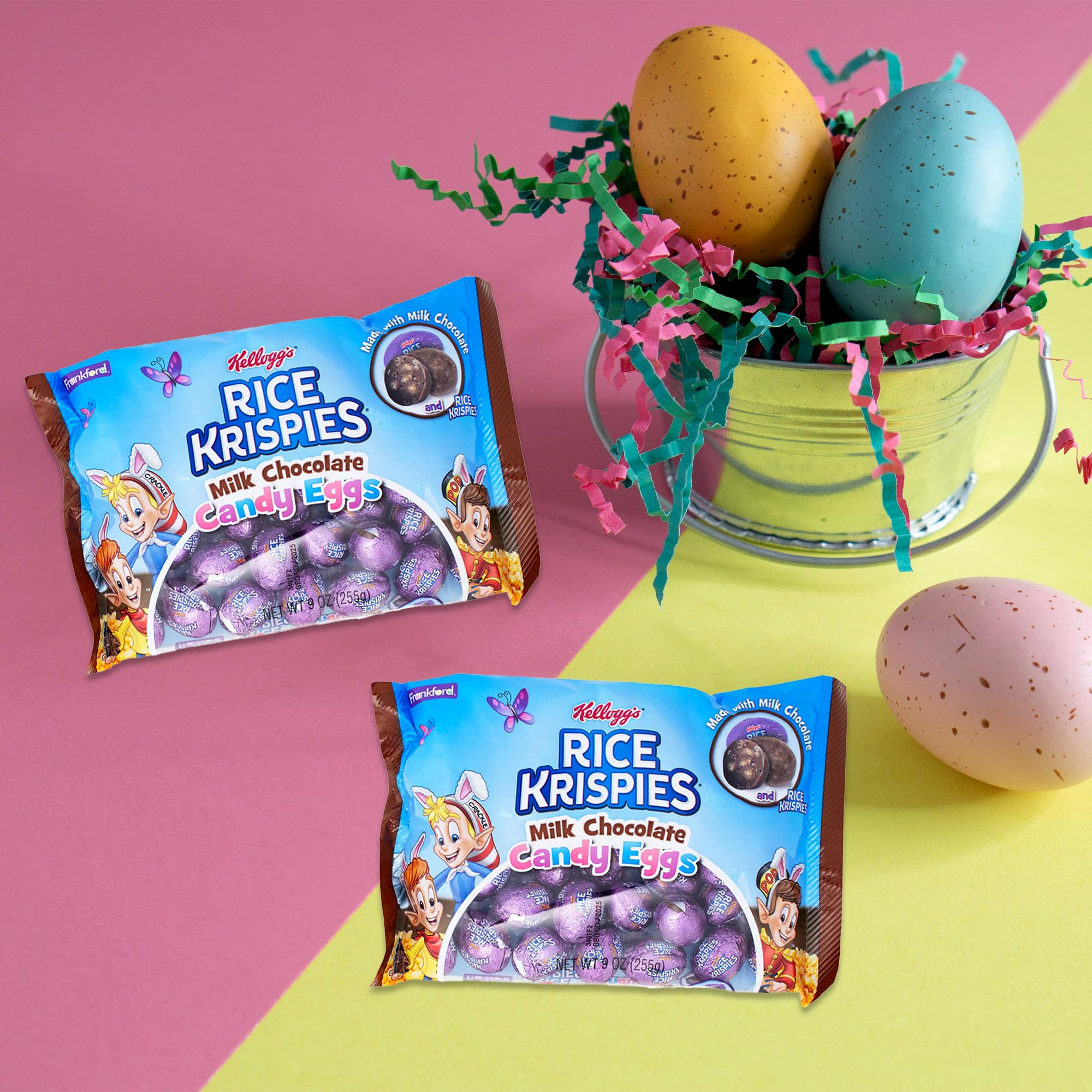 Rice Krispies Easter Chocolate Eggs - 2 Pack (9oz Bags) | Bulk Easter Candy, Chocolate Easter Treats for Baskets & Egg Hunts | Party Favors, Gift Giving & Holiday Snacking