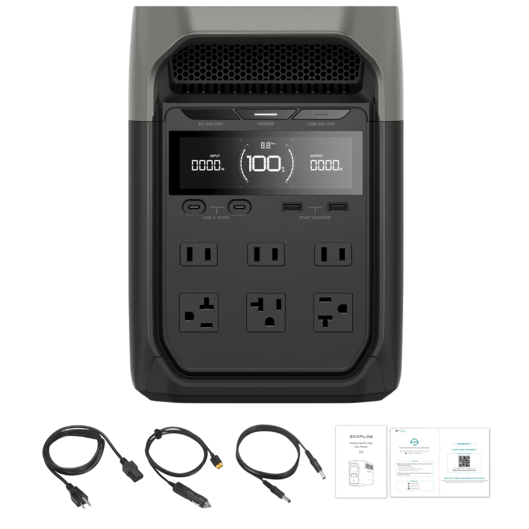 EcoFlow DELTA 3 1024Wh 1800W Portable Power Station with Solar Charging - Backup Power for Camping, Emergencies & Off-Grid Living