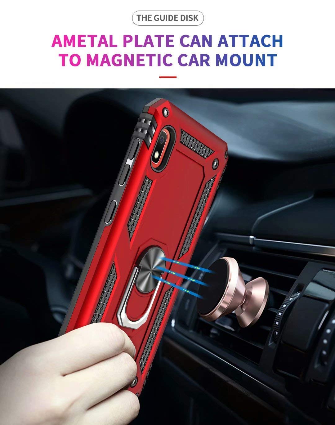 Samsung Galaxy A10E Case with Metal Ring & Kickstand - Magnetic, Shockproof, Drop Protection Phone Cover (Blue) | Perfect for Work, Travel & Daily Use