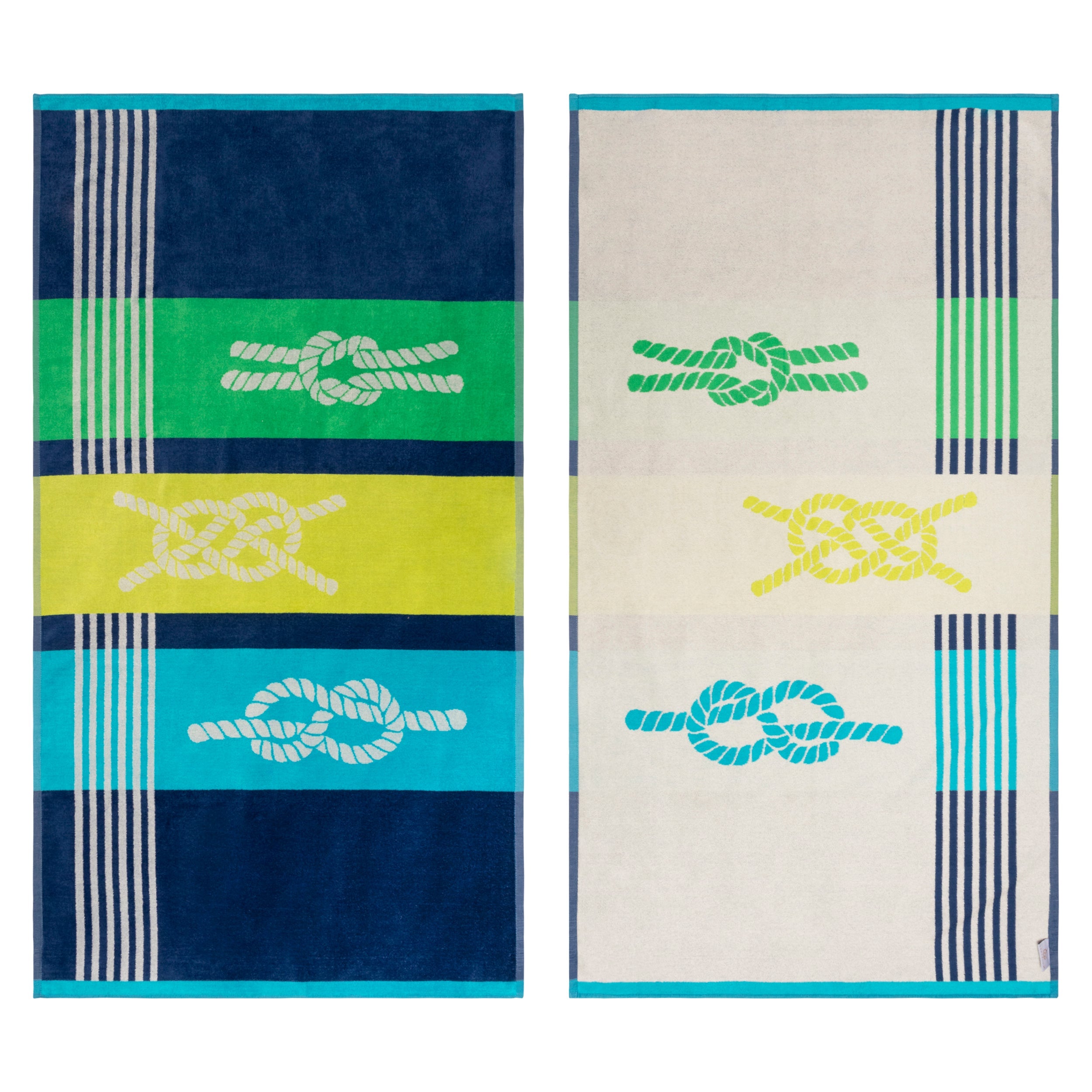 Premium Oversized 2-Piece Beach Towel Set - Soft & Absorbent Quick-Dry Marine Knots Design - Perfect for Pool, Beach, Vacation & Spa Days