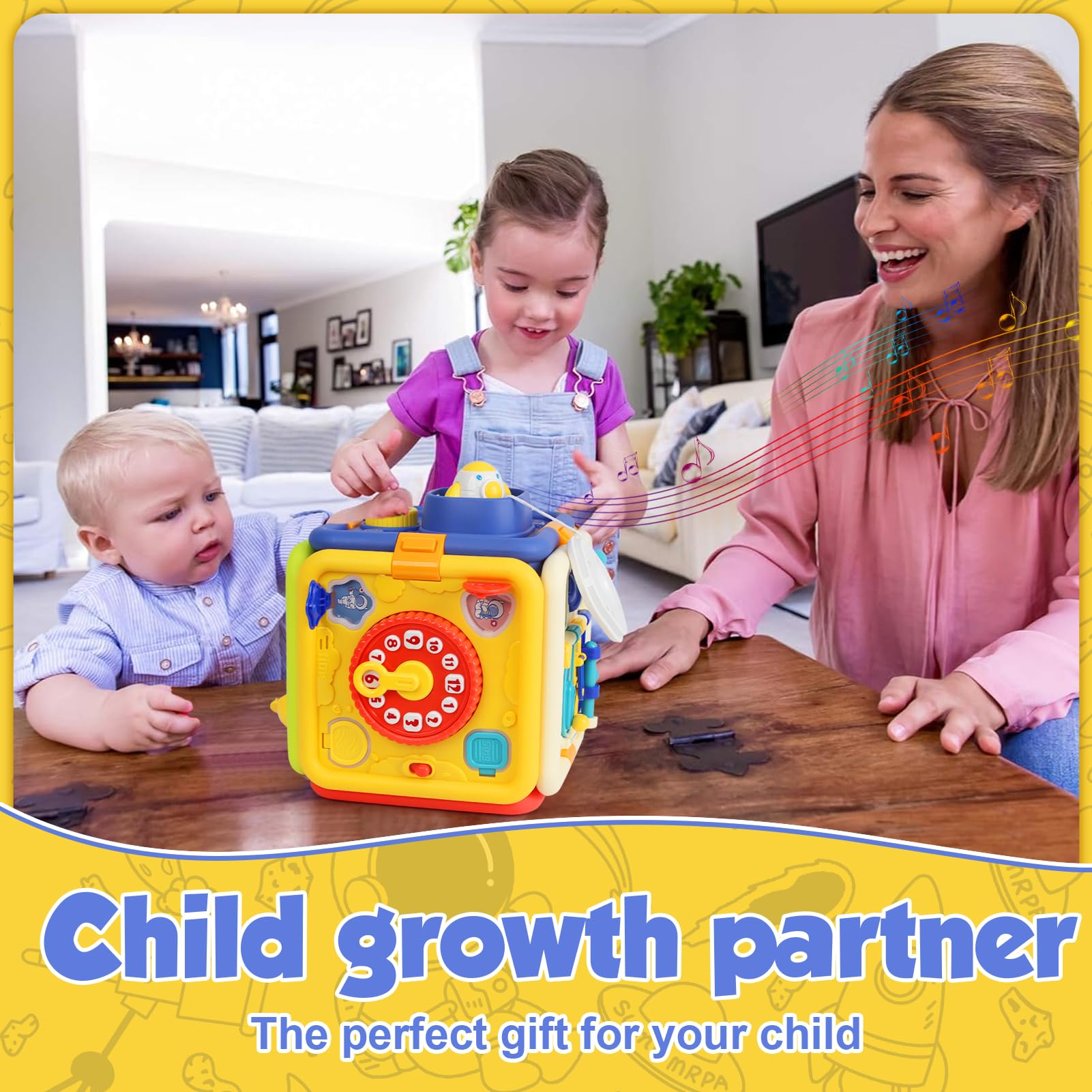 Montessori Toys for 1-3 Year Olds - 6-in-1 Sensory Activity Cube for Toddlers | Educational Birthday Gift for Boys & Girls