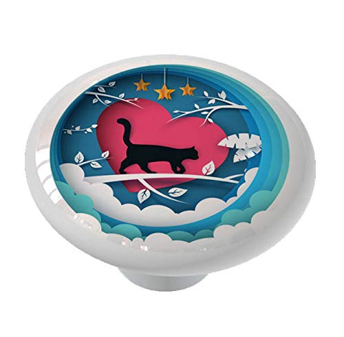 Cat-Themed Dream Catcher Drawer & Cabinet Knobs - Boho Home Decor for Bedroom, Kitchen, Nursery (Set of 4)