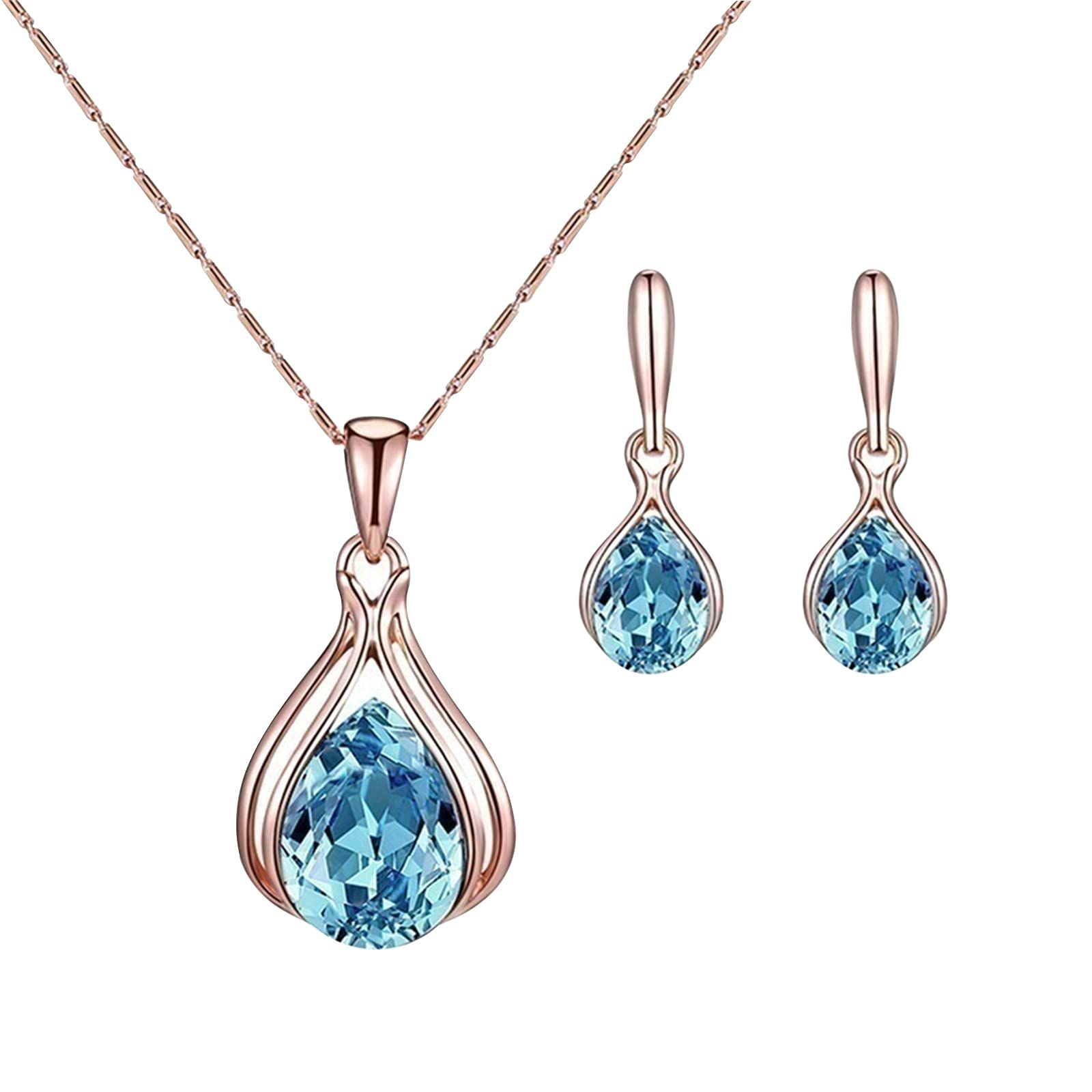 Elegant Gold Water Drop Earrings and Necklace Set for Women - Perfect Wedding Jewelry for Brides, Bridesmaids & Special Occasions