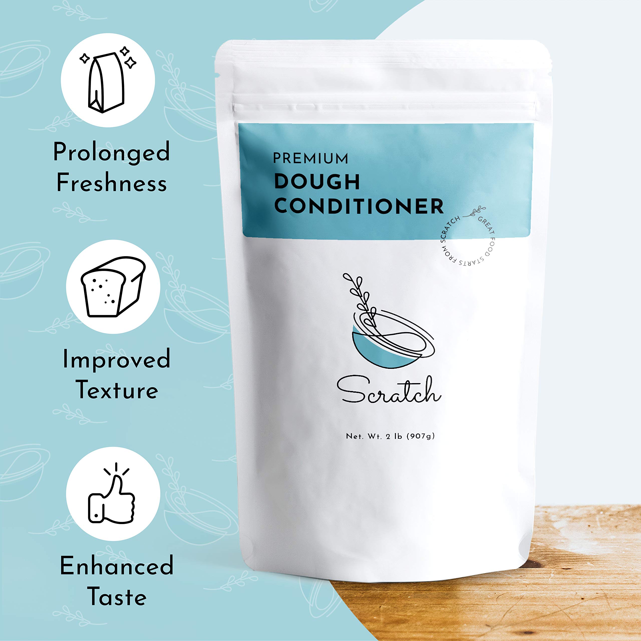 Premium Dough Conditioner for Bread Making - 2 LB All Grain Bread Improver Enhances Texture & Extends Freshness - Perfect for Artisan Loaves, Sourdough & Homemade Bakery