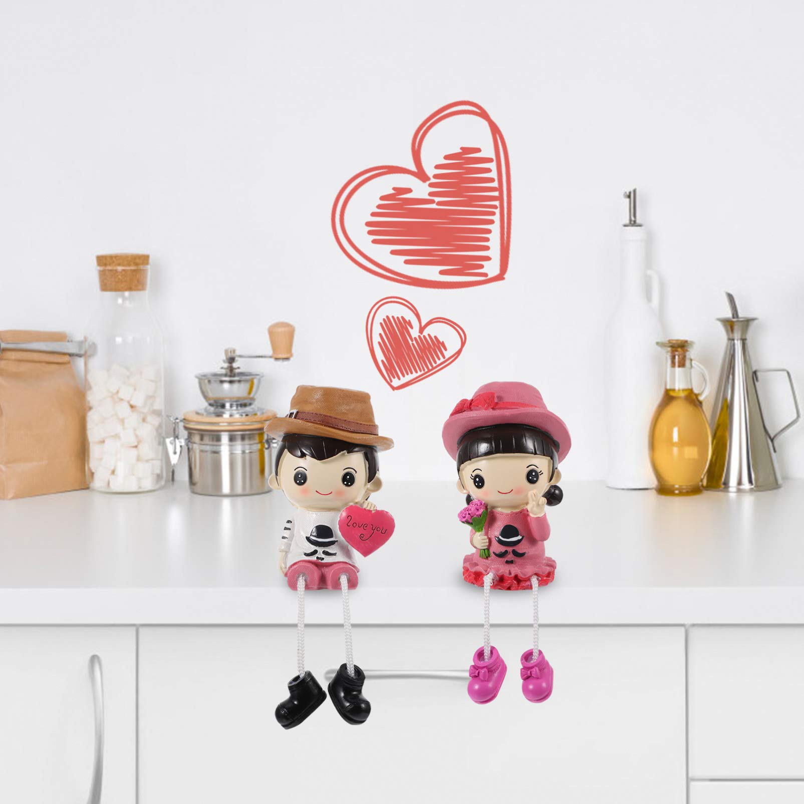 2Pcs Resin Sitting Boy Girl Doll Couples Ornament - Handcrafted Figurines for DIY Home, Office, Car, Wedding Decor | Perfect for Desktop, Shelf, and Gift Giving