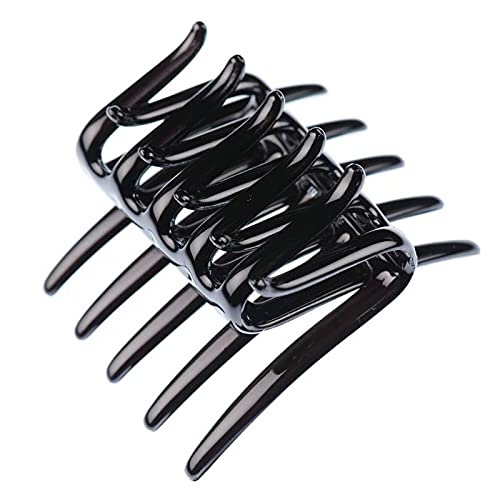 French Two-Sided Interlocking Hair Clips for Women - Strong Hold No Slip Ponytail Grip - Small Hair Accessories for Girls (Black, 1pc) - Perfect for Workouts, Office & Everyday Styling