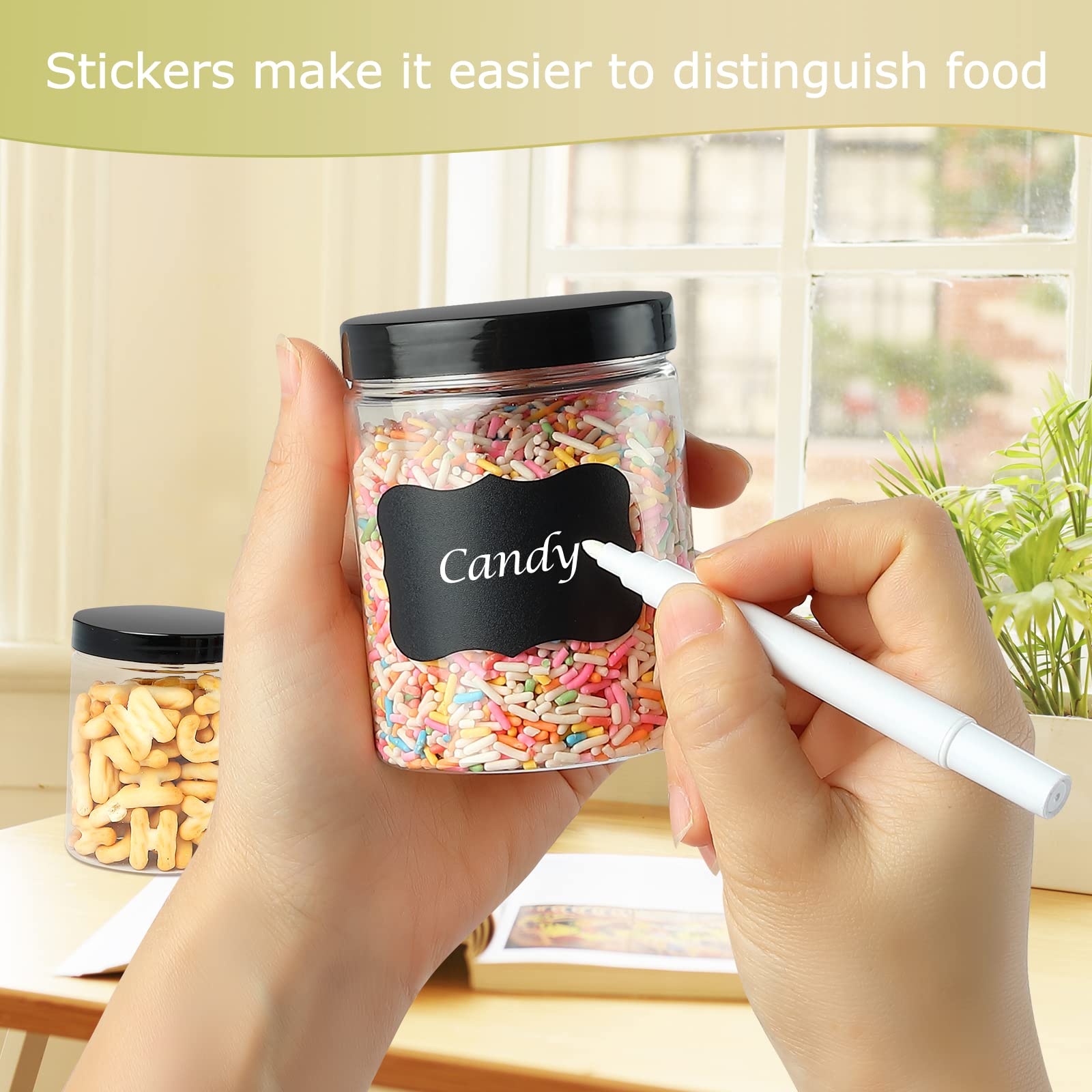 36Pcs 8oz Empty Plastic Jars with Screw-On Lids - Refillable Round Containers for Slime, Cosmetics & Food Storage - Includes Pen & Labels - Wide-Mouth Design for Easy Use - Perfect for DIY Crafts, Bath & Body Products, Kitchen Spices & Household Organization
