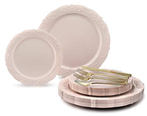 E. Portofino Light Pink, Gold Silverware