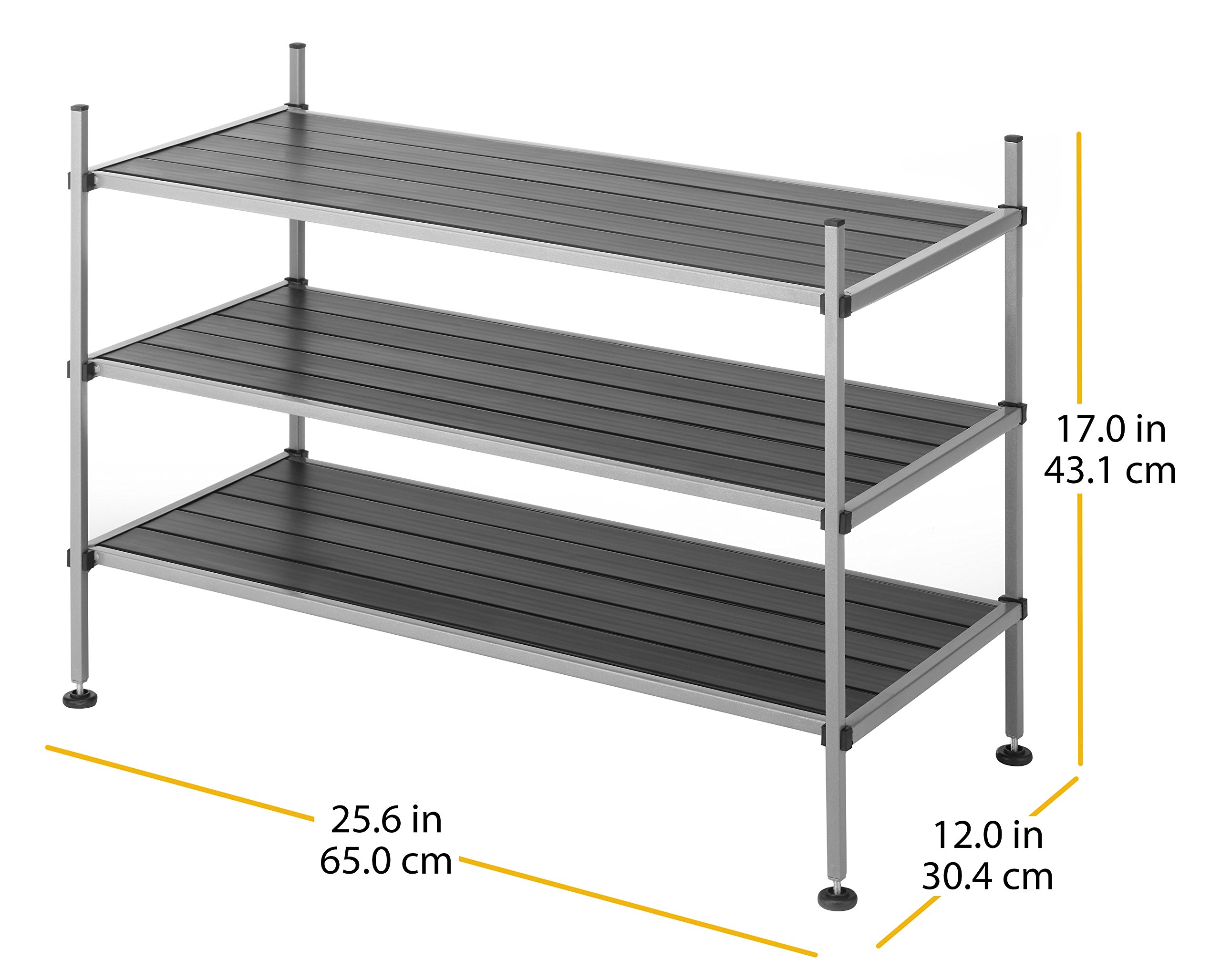 Whitmor 3-Tier Closet Storage Shelves - Space Saving Shoe Rack & Home Organization Solution for Bedroom, Closet, Entryway Storage Needs