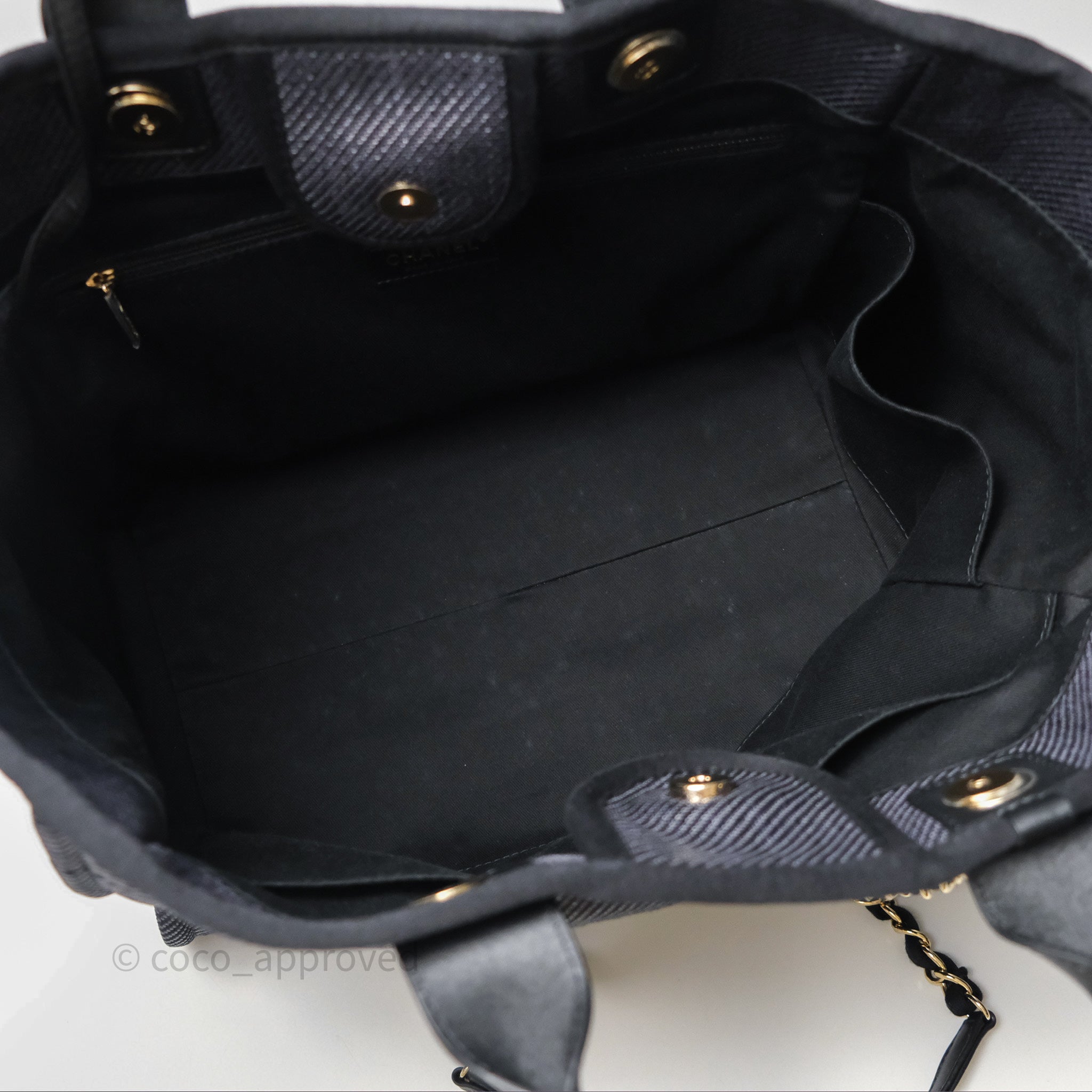 Chanel Canvas Deauville Large Tote Bag in Navy with Gold Hardware - Luxury Designer Handbag for Women, Perfect for Travel, Work & Everyday Use