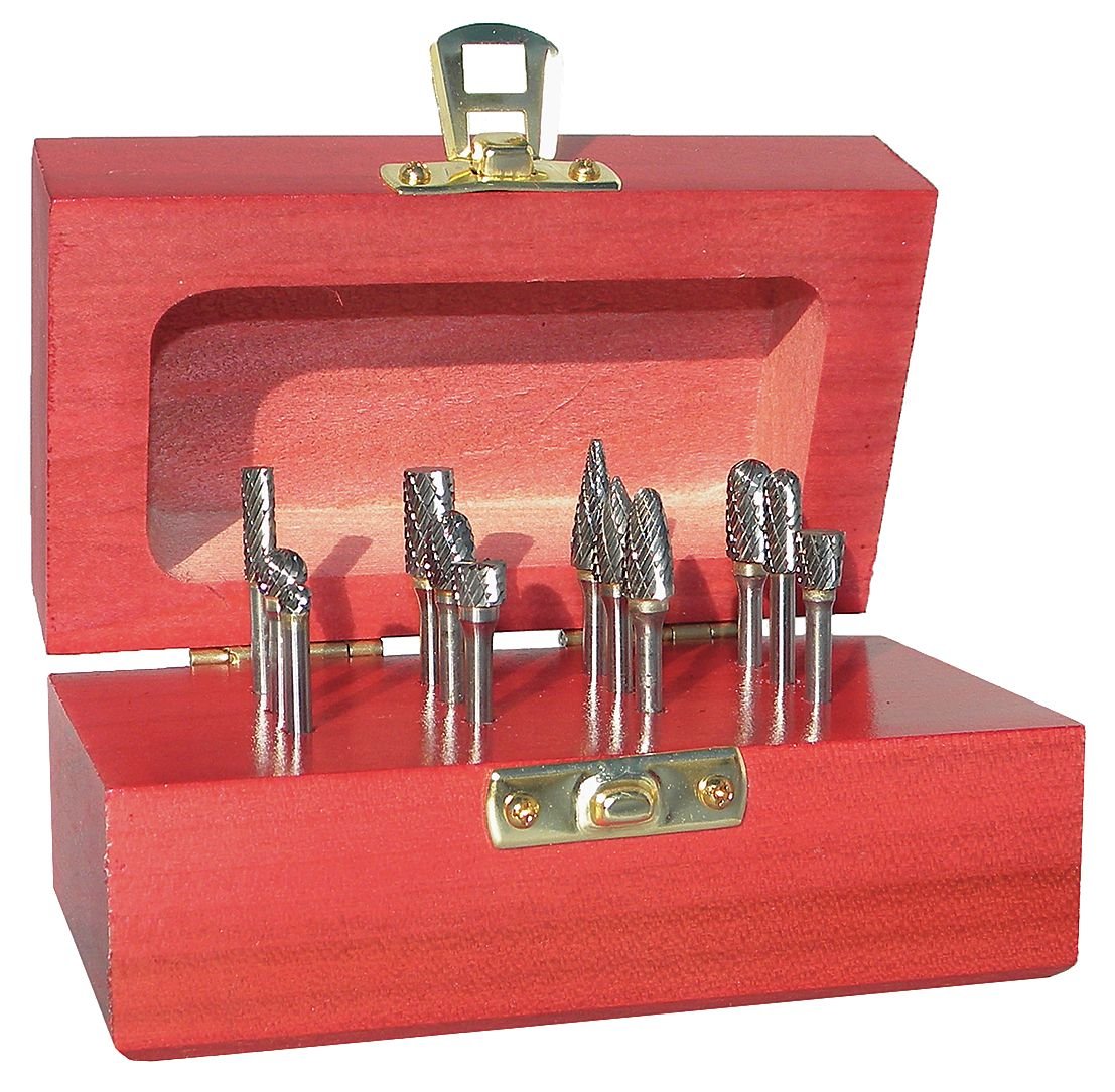 8-Piece 1/4 Inch Double Cut Carbide Burr Set for Metalworking, Wood Carving & DIY Projects - High Speed Rotary Tool Accessories