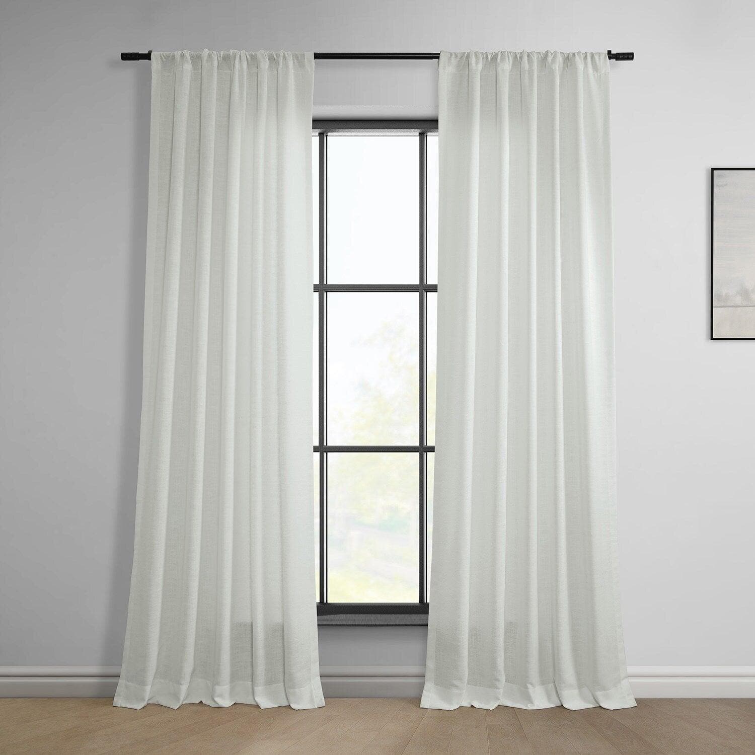 Off White Classic Faux Linen Curtains - Light Filtering Window Drapes for Living Room, Bedroom & Office - Wrinkle Resistant & Blackout Ready Home Decor