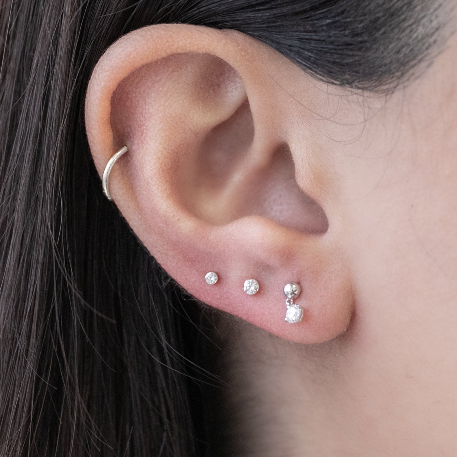 14K White Gold Solitaire Diamond Drop Stud Earrings - Flat Back for Comfort - Perfect for Weddings, Parties & Everyday Elegance