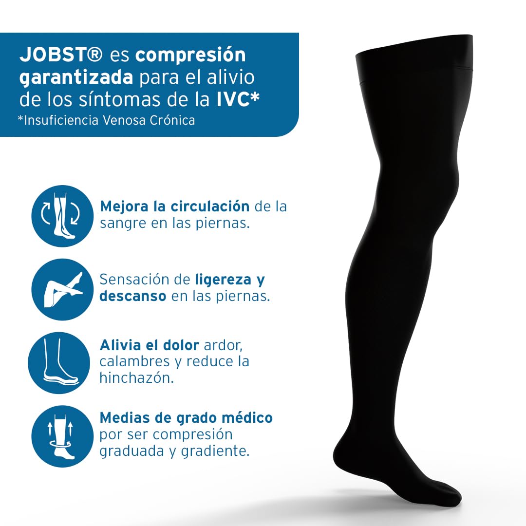 JOBST for Men Thigh High 20-30 mmHg Ribbed Dress Compression Stockings - Closed Toe, Large Size, Black | Medical Support Socks for Varicose Veins & Circulation | Perfect for Office Wear, Travel & Post-Surgery Recovery