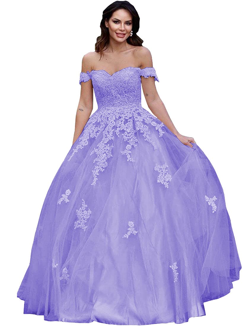 TRHTX Off Shoulder Tulle Quinceanera Dress - Sweetheart Neckline Ball Gown for 15 16 Year Olds, Puffy Lace Prom Dress for Teen Girls (WZY25) | Perfect for Quinceaneras, Prom Nights, and Formal Dances