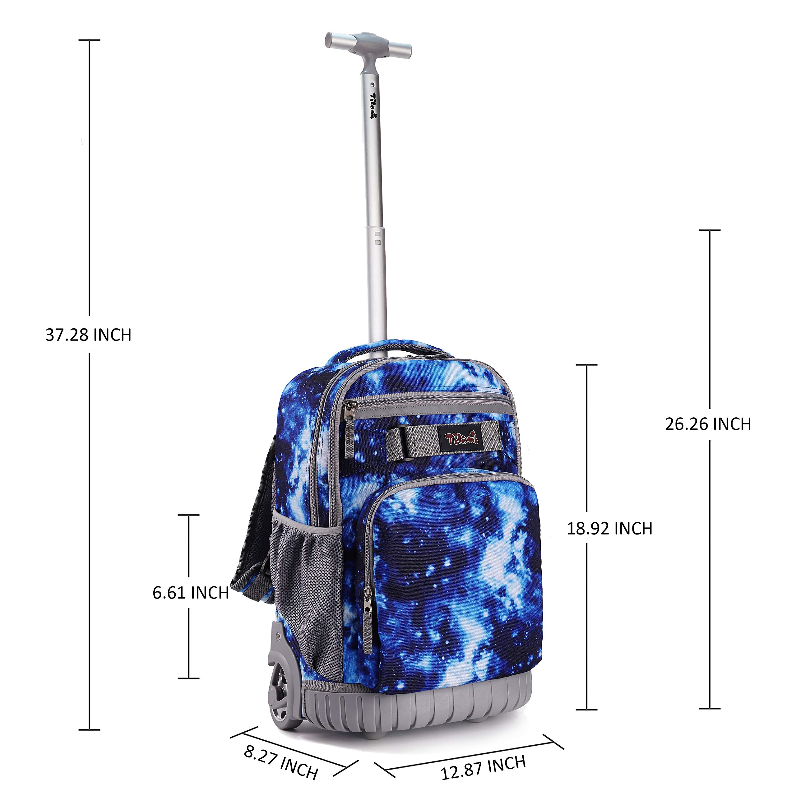 Tilami 18 Inch Rolling Backpack with Wheels - Lightweight Wheeled Backpack for School, College, Travel - Perfect for Students, Boys & Girls - Ideal for Commuting, Campus Life & Weekend Getaways