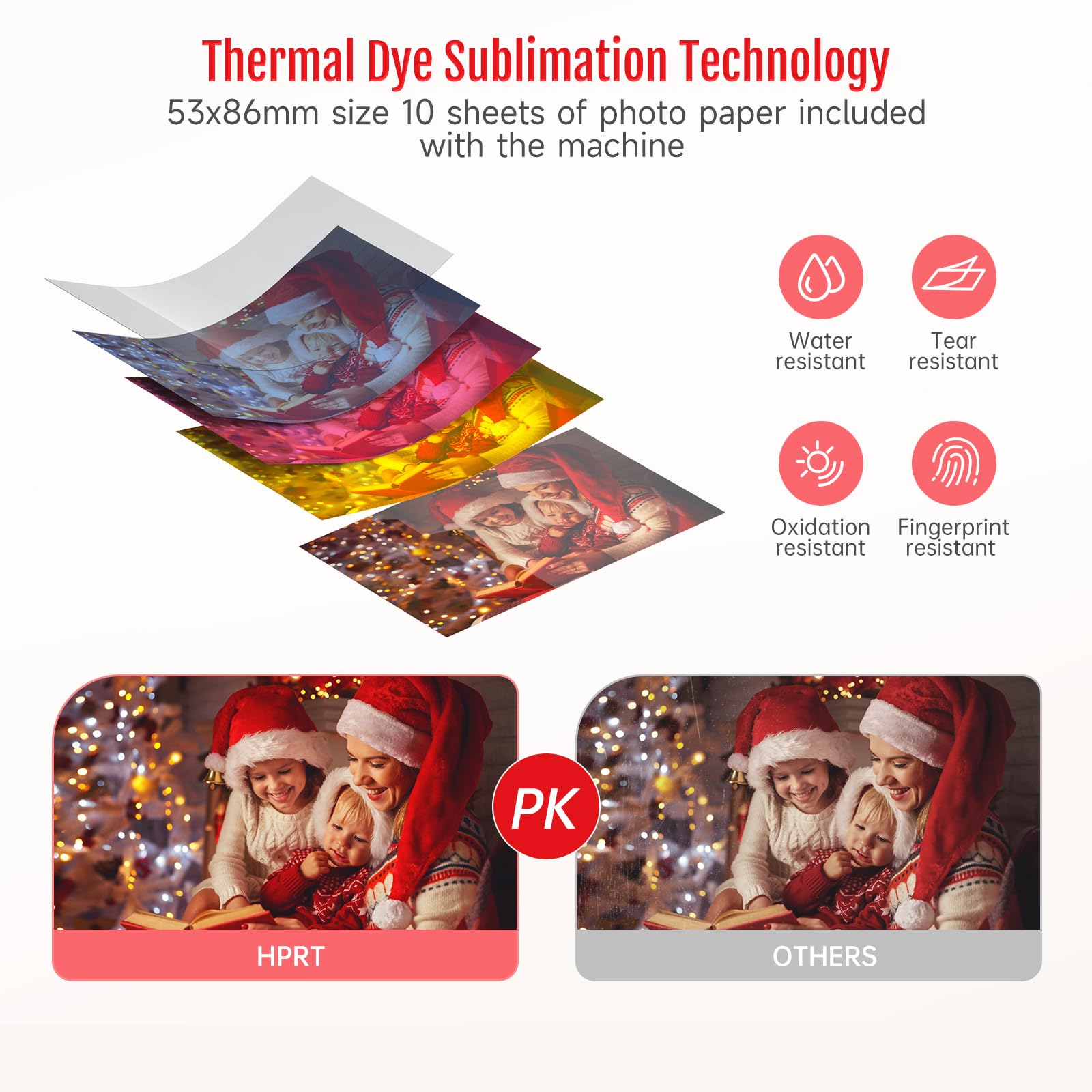 HPRT CP2100 Mini Bluetooth Photo Printer for iPhone & Smartphone - Portable Wireless Instant Picture Printer with Thermal Dye Sublimation Technology (Pink) - Print Memories Anywhere, Perfect for Travel, Parties & DIY Scrapbooking