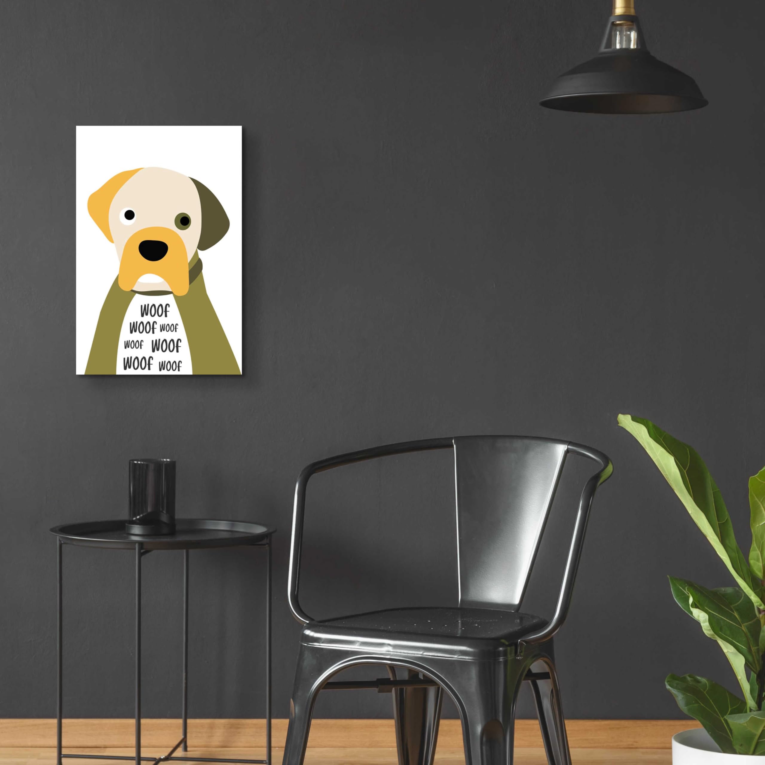 Epic 'Woof' Dog Art Print by Ayse - 16x24 Inch Acrylic Glass Wall Decor - Perfect for Living Room, Bedroom & Pet Lover Gifts