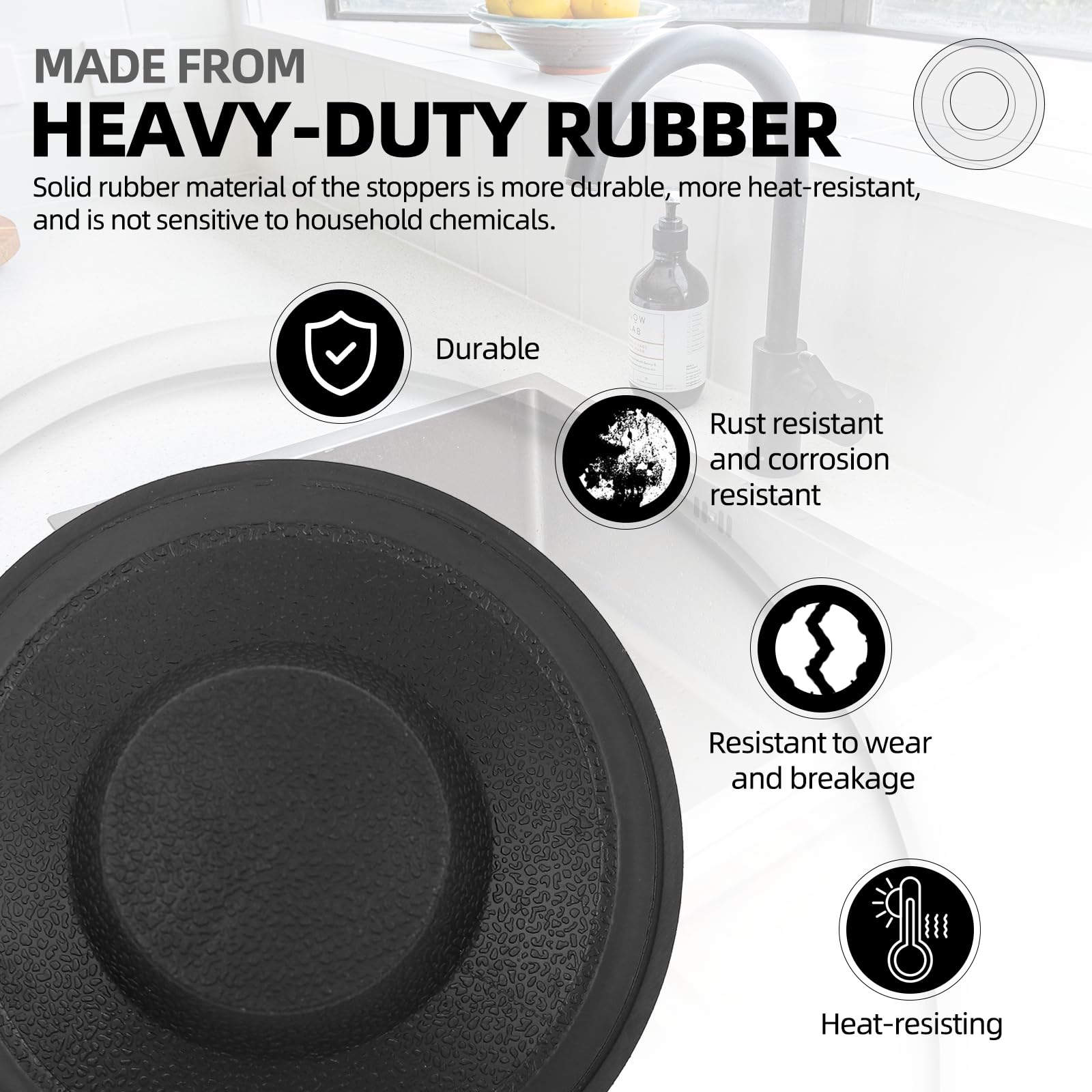 (2 Pack) Exact Replacement InSinkErator STP-PL/STPPL Black Rubber Sink Stopper for Garbage Disposal - Fits Standard 3-1/2