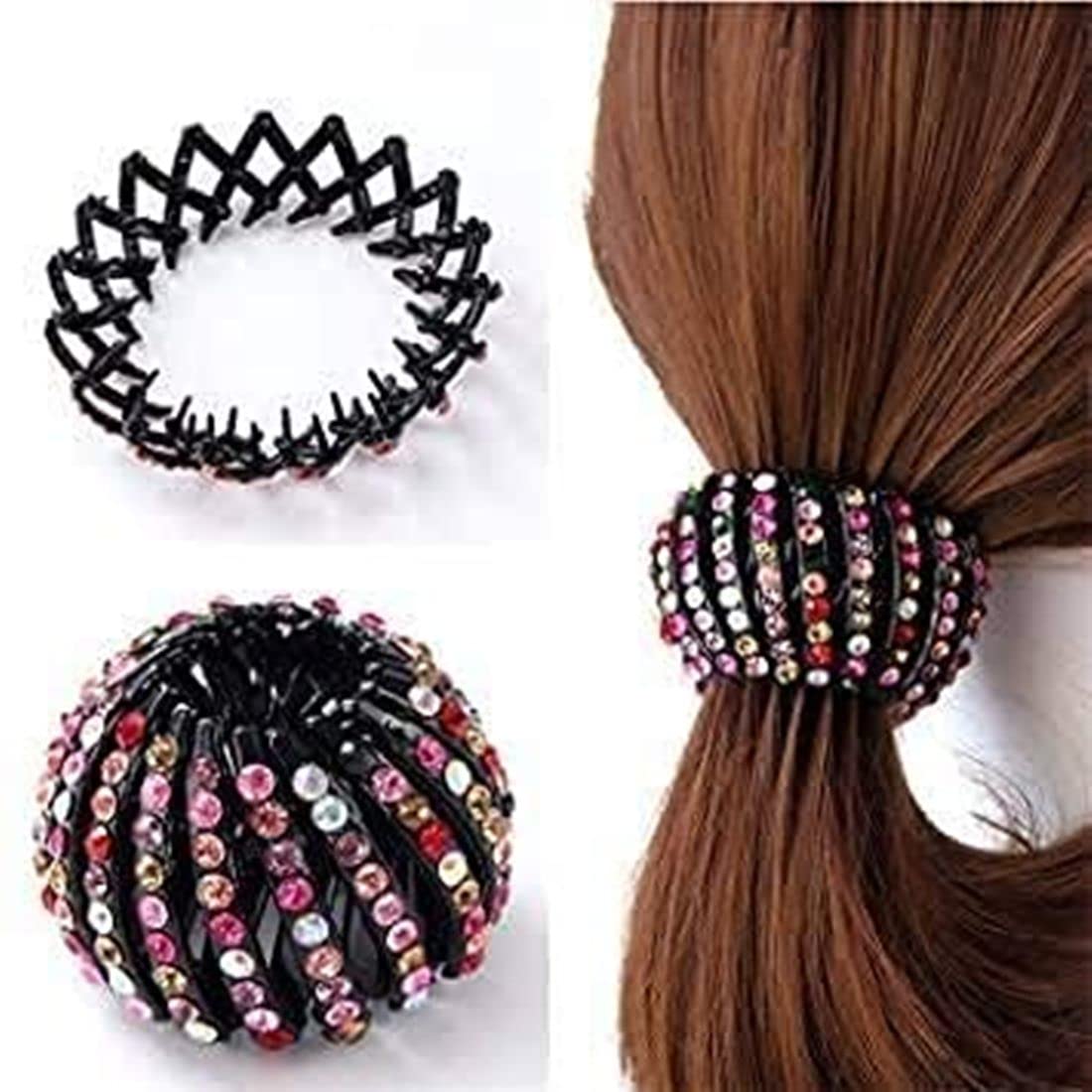 Snowpearl 3-Piece Hair Styling Set - Rhinestone Ponytail Hairpin, Curling Iron, Hair Scrunchies for Women & Girls | Perfect for Parties, Weddings & Everyday Hairstyles