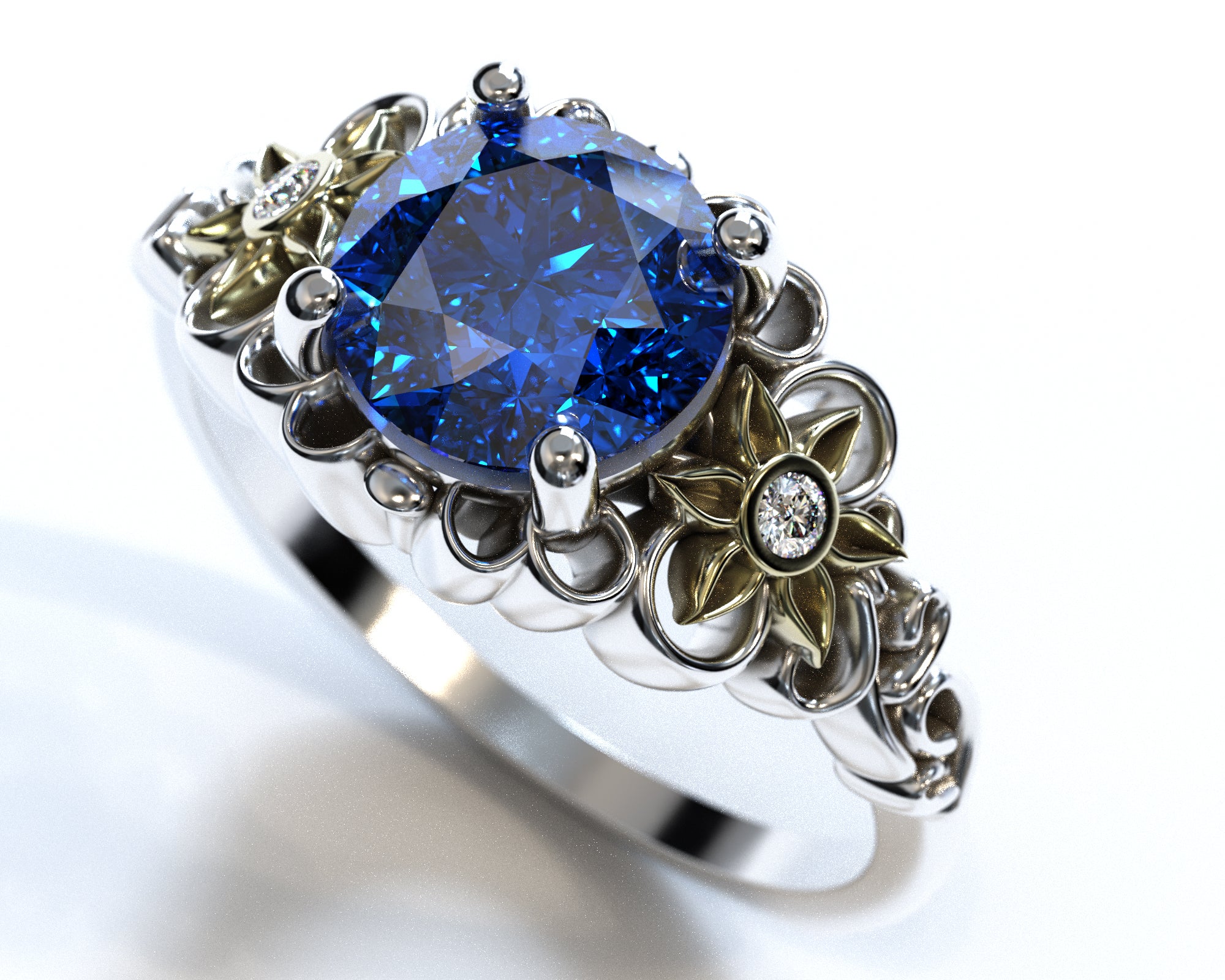 1.5 Carat Sapphire Flower Engagement Ring for Women - Elegant Vintage Style Wedding Band, Perfect for Proposals, Anniversaries & Romantic Occasions