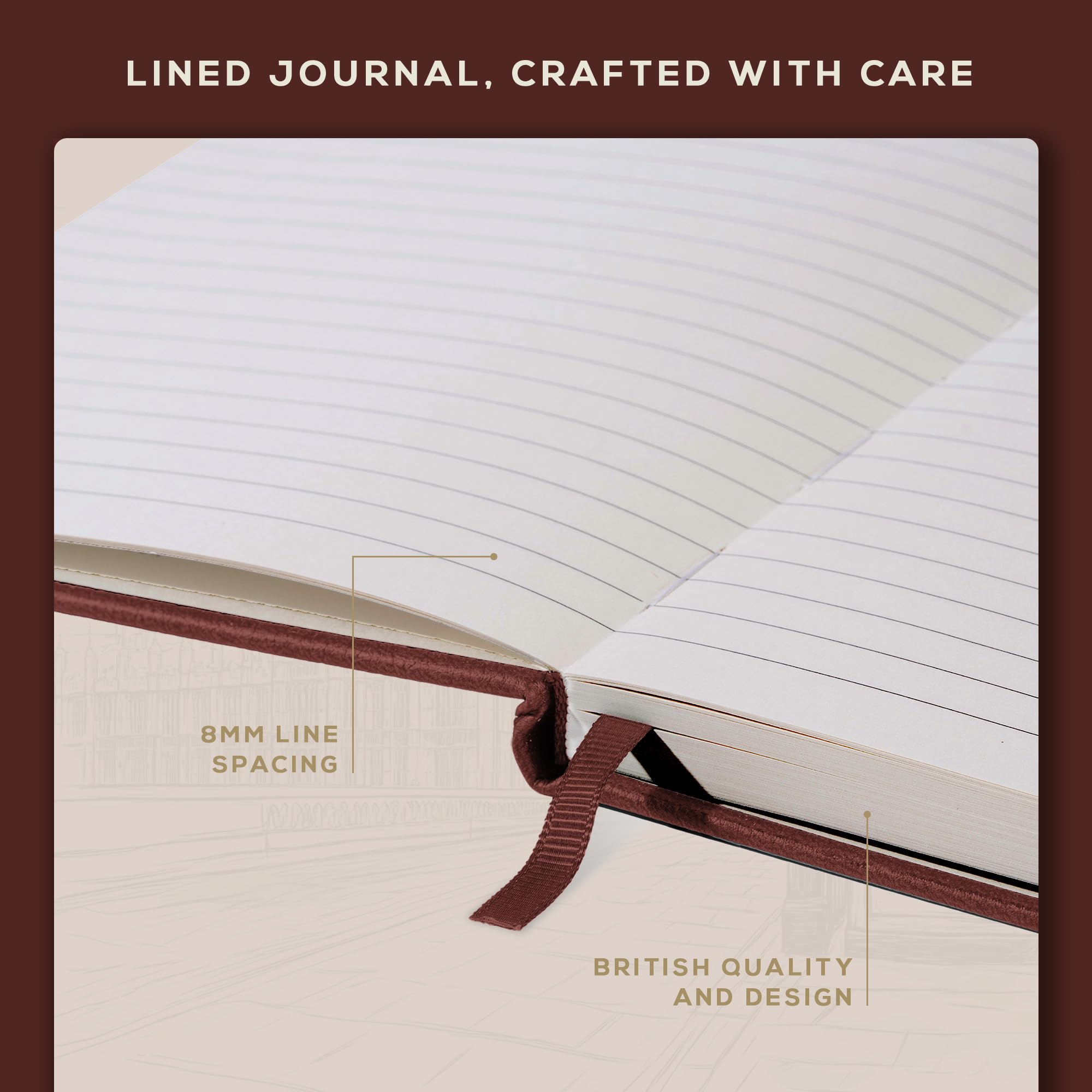 BEECHMORE BOOKS A6 Lined Journal Notebook - 4.1 x 5.8 Inch Hardcover Leather Writing Notebook with 160 Pages (120 GSM Thick Paper) - Perfect Gift for Women & Men, Ideal for Work, School, Travel & Daily Journaling - Includes Gift Box