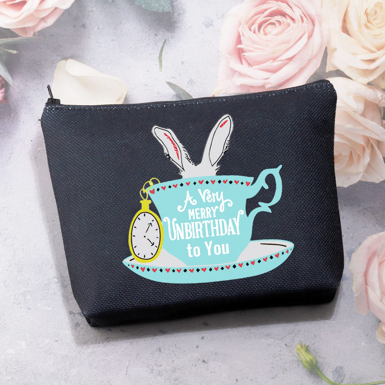 BDPWSS Alice in Wonderland Themed Makeup Bag - Waterproof Soft Polyester Travel Cosmetic Case - Perfect Gift for Friends, Sisters & Women - Great for Travel, Daily Use & Birthday Presents