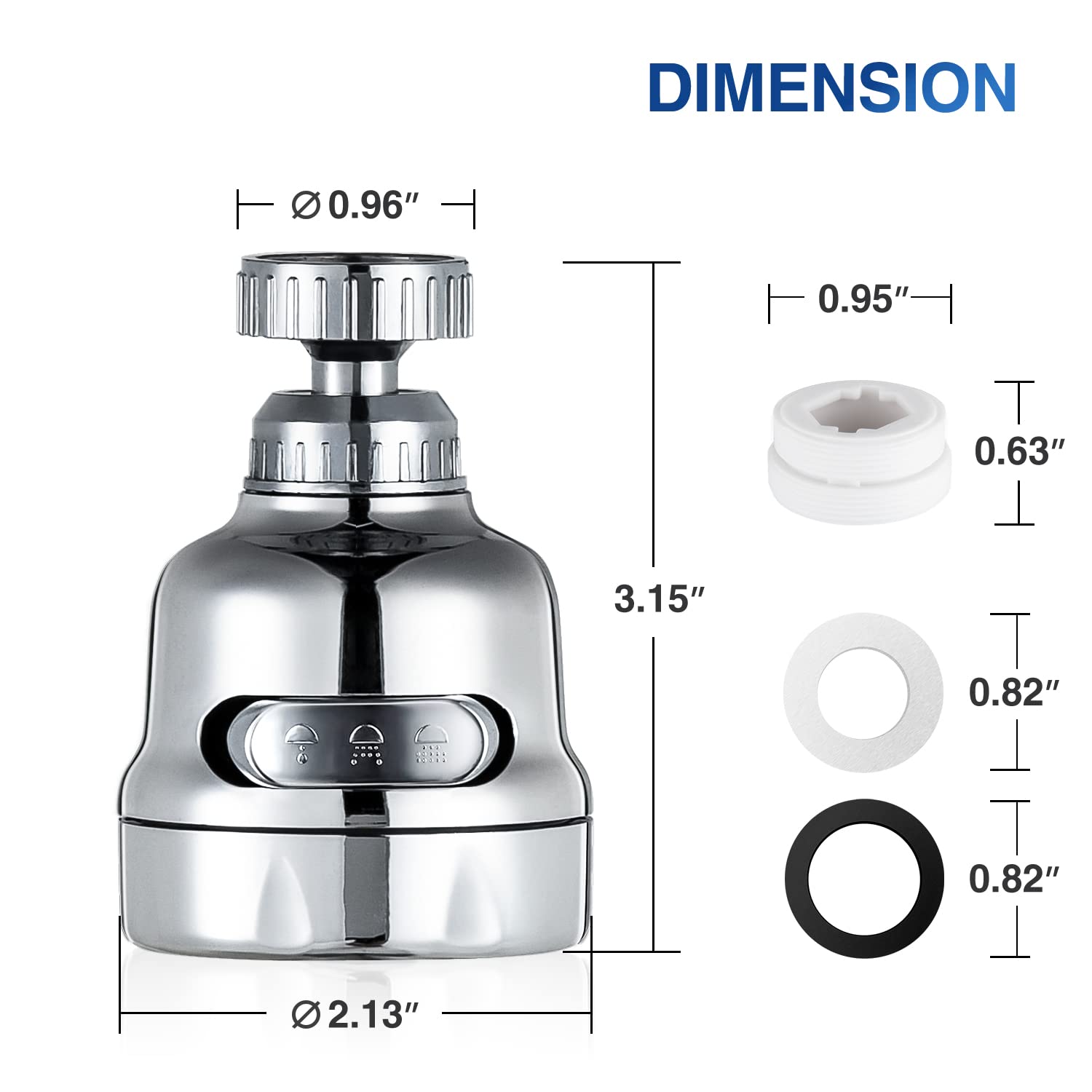 360° Rotating Faucet Sprayer Attachment - 3 Mode Adjustable Kitchen Sink Tap Head with Chrome Finish (2 Pack) | Water Saving Aerator Nozzle for Dishwashing, Vegetable Cleaning & Pet Bathing