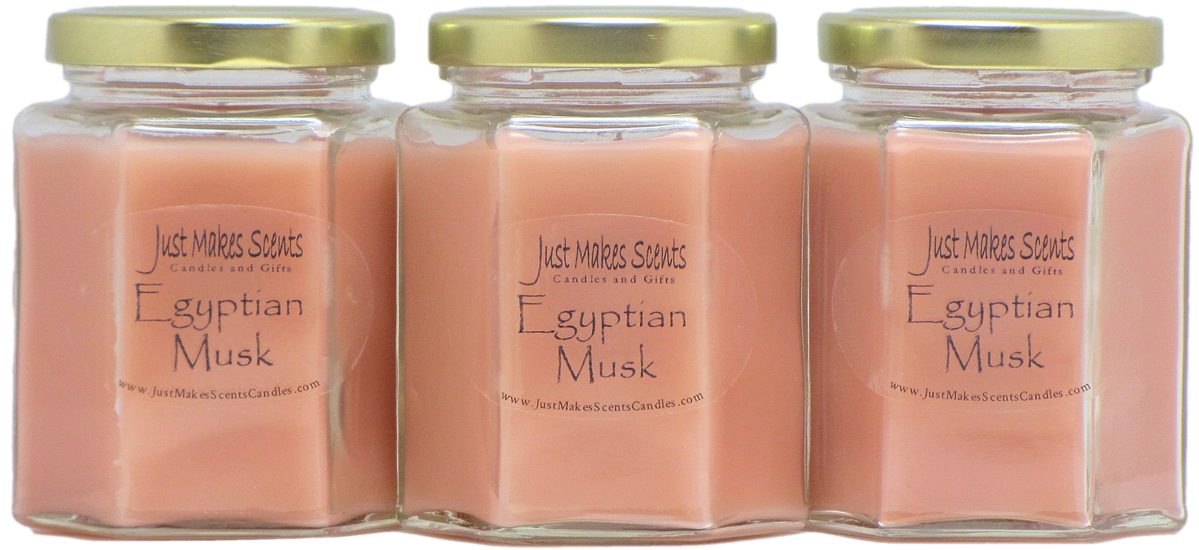 3 Pack Egyptian Musk Scented Soy Candles | Hand-Poured in USA | Long-Lasting Aromatherapy Candles for Home, Yoga & Relaxation | Just Makes Scents
