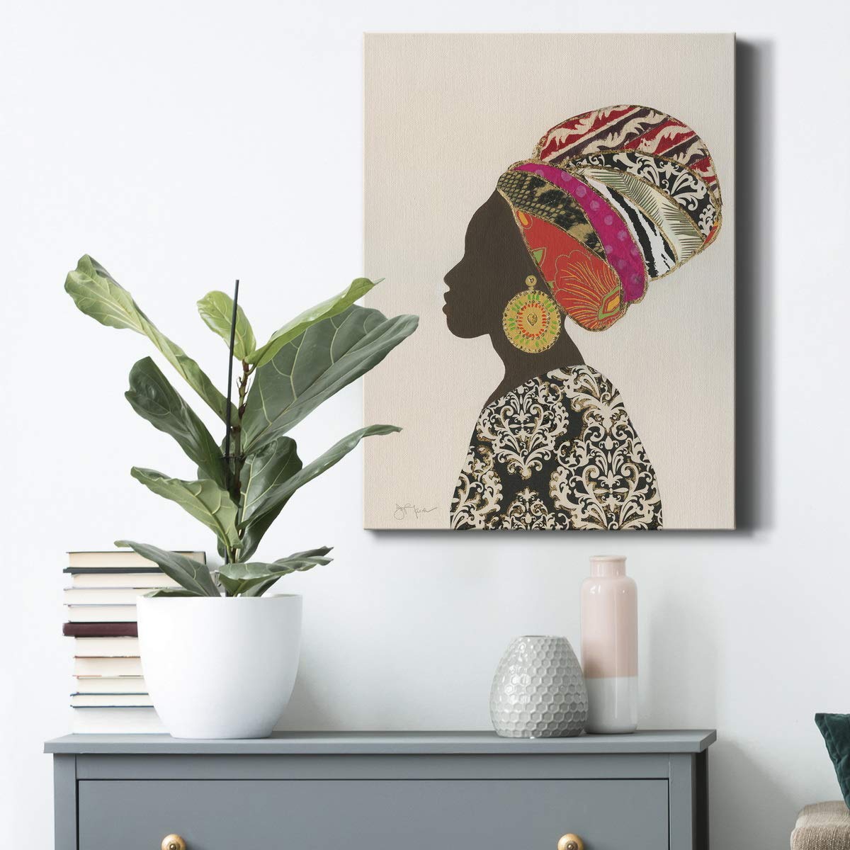 Abstract African Wall Art Canvas - Traditional African Silhouette Woman Painting for Living Room, Bedroom & Kitchen Decor - 36x48 Inch Modern Home Decor - Perfect for Boho, Ethnic & Contemporary Interior Design Styles