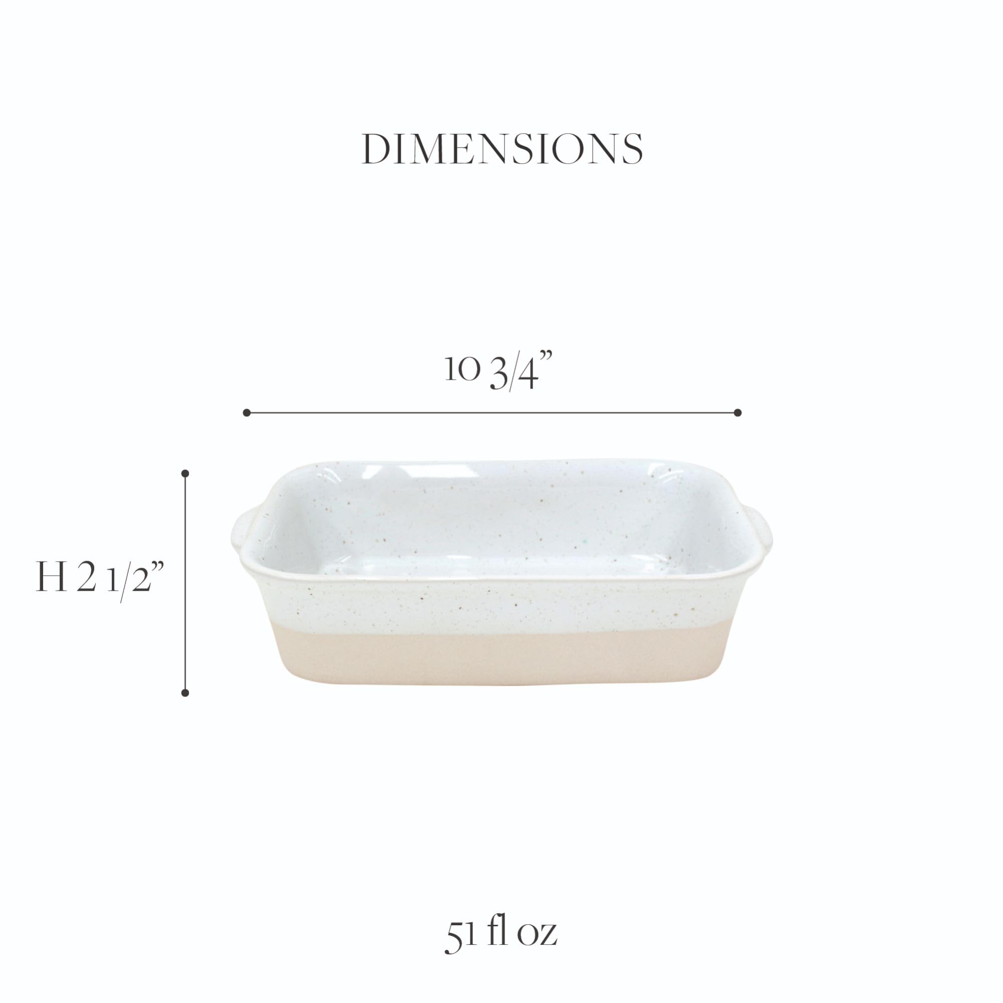 Casafina 10.75 x 7 Inch White Ceramic Rectangular Baking Dish - Fattoria Collection | Oven & Dishwasher Safe Bakeware | Food Safe Glaze | Restaurant Quality Dinnerware | Perfect for Casseroles, Lasagna & Holiday Meals