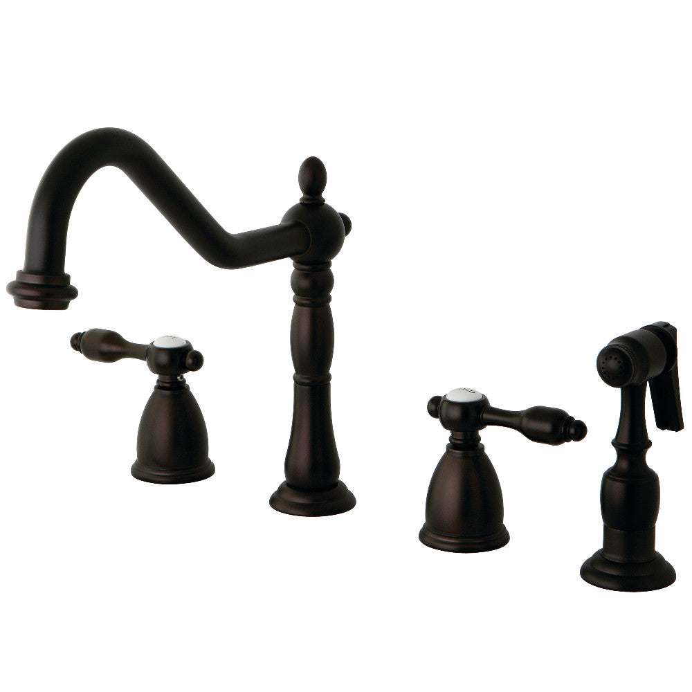 Kingston Brass KB1797TALBS Tudor Widespread Kitchen Faucet - Modern Pull-Down Sprayer, Oil-Rubbed Bronze Finish for Farmhouse & Traditional Kitchens