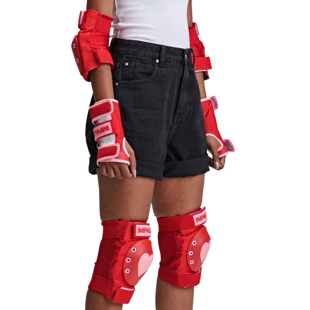 Impala Hearts Triple Protection Pack - Knee, Elbow & Wrist Pads for Skateboarding, Roller Skating & Scooter - Safety Gear for Kids & Adults - Perfect for Skate Parks, Rinks & Outdoor Sports