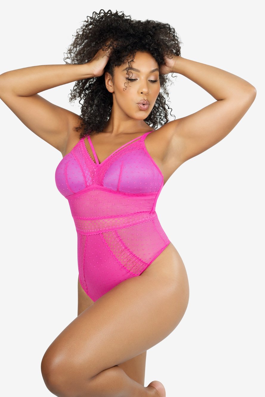 Parfait Mia Dot Wire-Free Padded Mesh Bodysuit - Comfortable Seamless Underwear for Everyday Wear, Lounge & Sleep