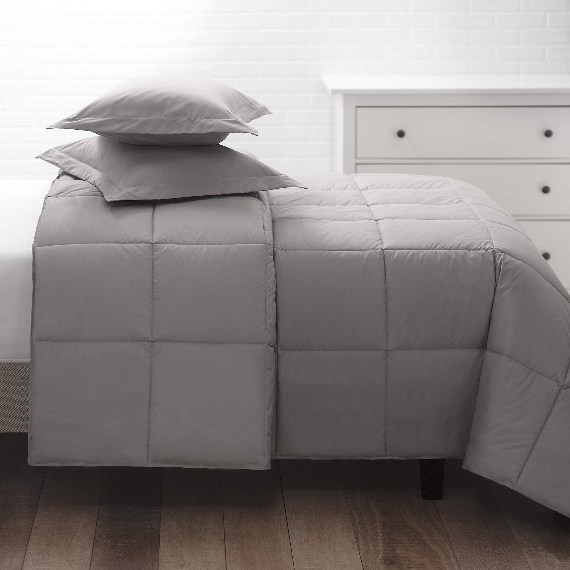 Allied Essentials Cotton Twill Down Comforter - Soft Grey Twin Size | Ultra Soft & Breathable Bedding for Cozy Sleep | Perfect for Guest Rooms, Dorms & Cold Weather