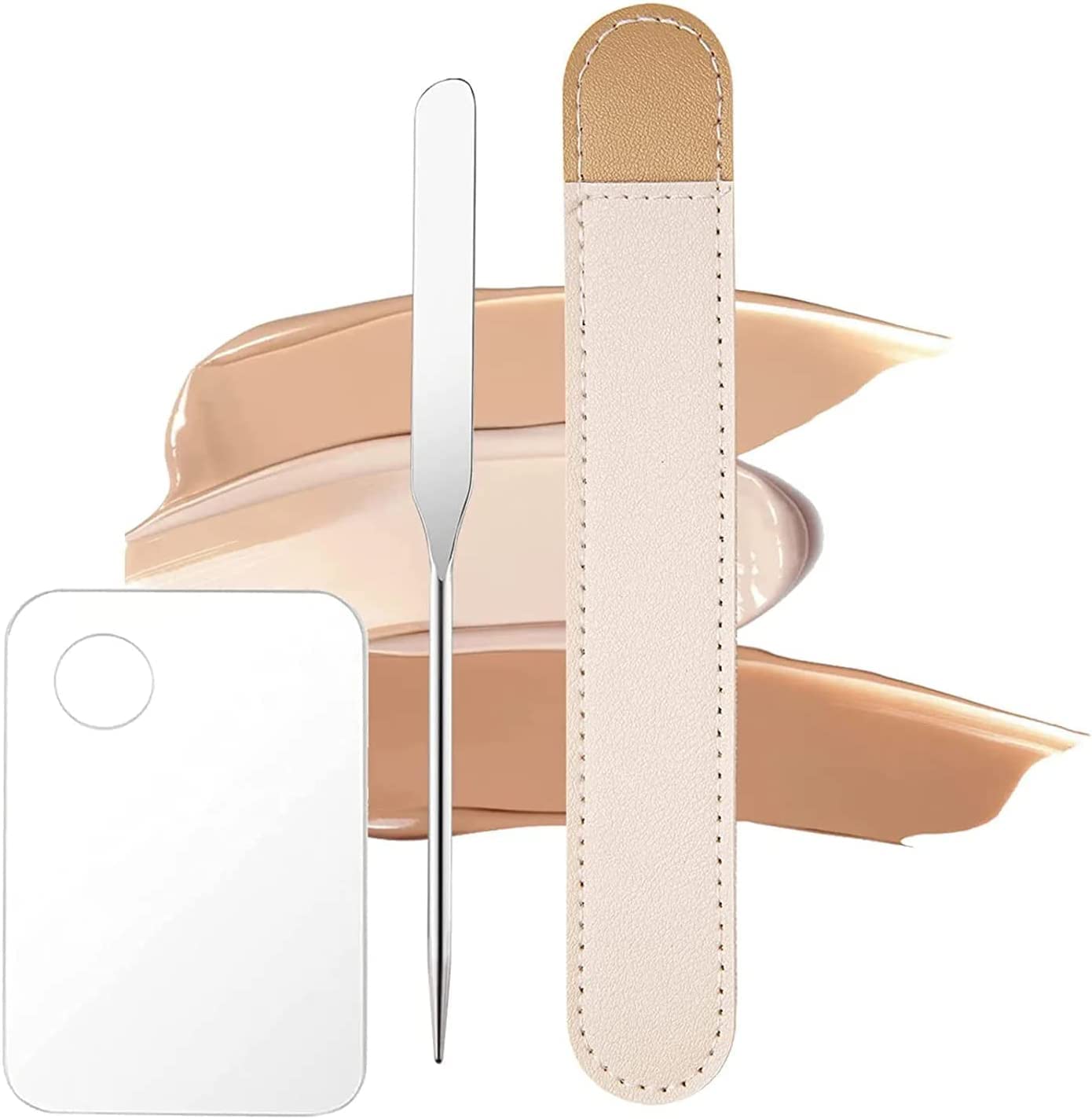 Premium Stainless Steel Makeup Spatula Set - Korean Beauty Spatula & Sponge Kit for Liquid Foundation, Creams & Cosmetics | Perfect for Professional Makeup Artists & Home Beauty Routines