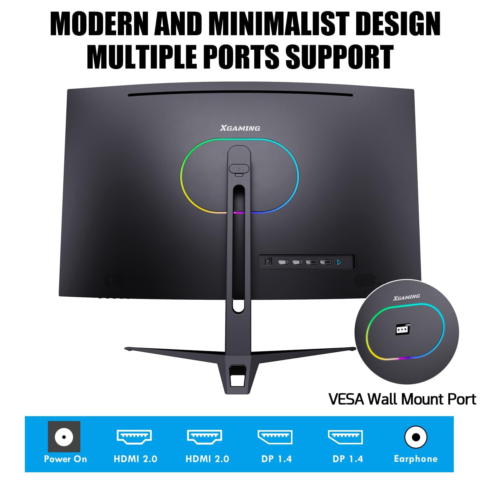 XGaming 27-Inch Curved Gaming Monitor - 165Hz, QHD 2560×1440P, 1500R Curvature, 1ms MPRT, AMD FreeSync, HDR, Eye Care, VESA Mount, DisplayPort & HDMI - Perfect for Competitive Gaming & Immersive Entertainment