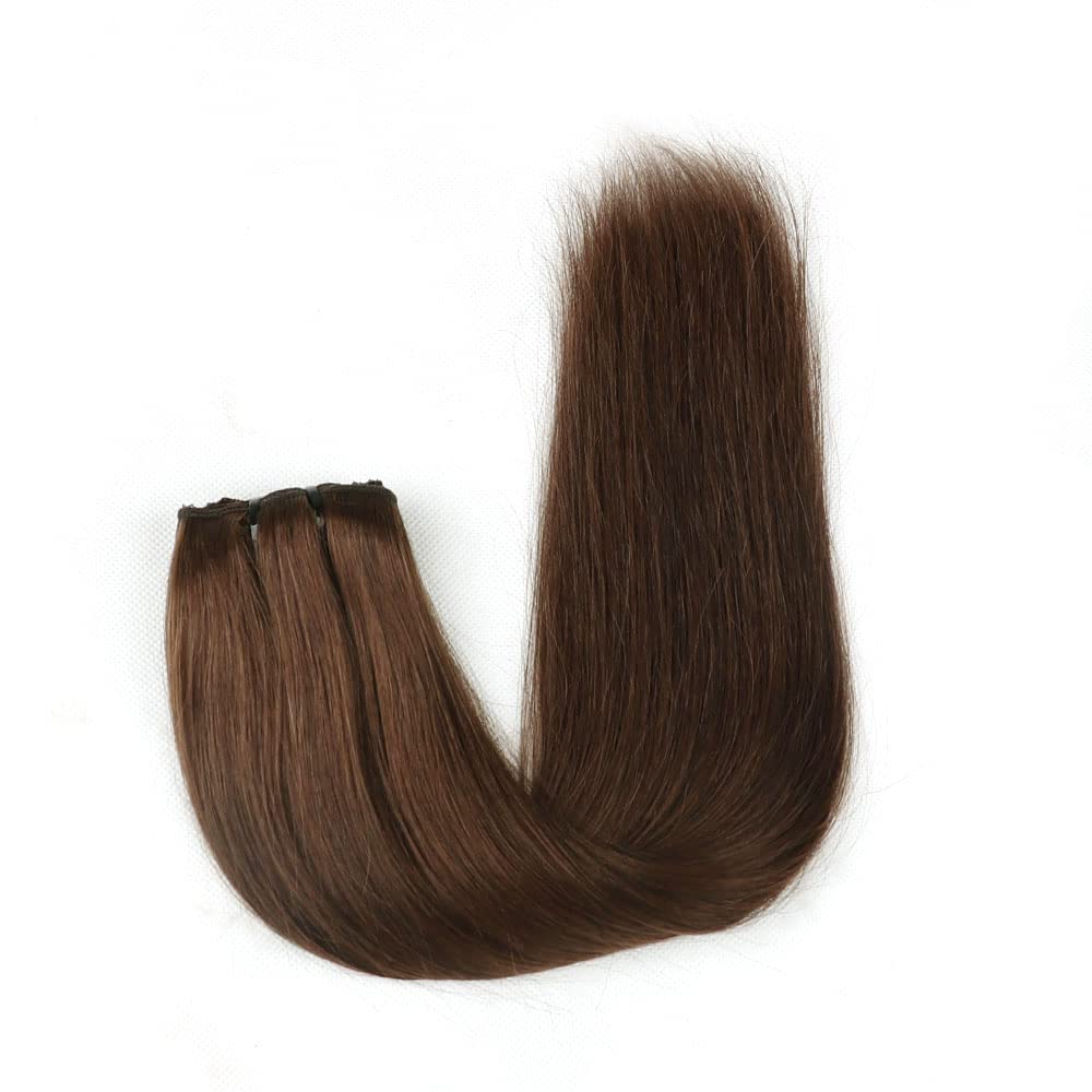 Brazilian Virgin Human Hair Clip in Extensions for Women - 8Pcs Straight Remy Hair with 18 Clips & Double Lace Weft (120g, 24inch, #4 Chocolate Brown) - Perfect for Daily Styling, Parties & Special Occasions