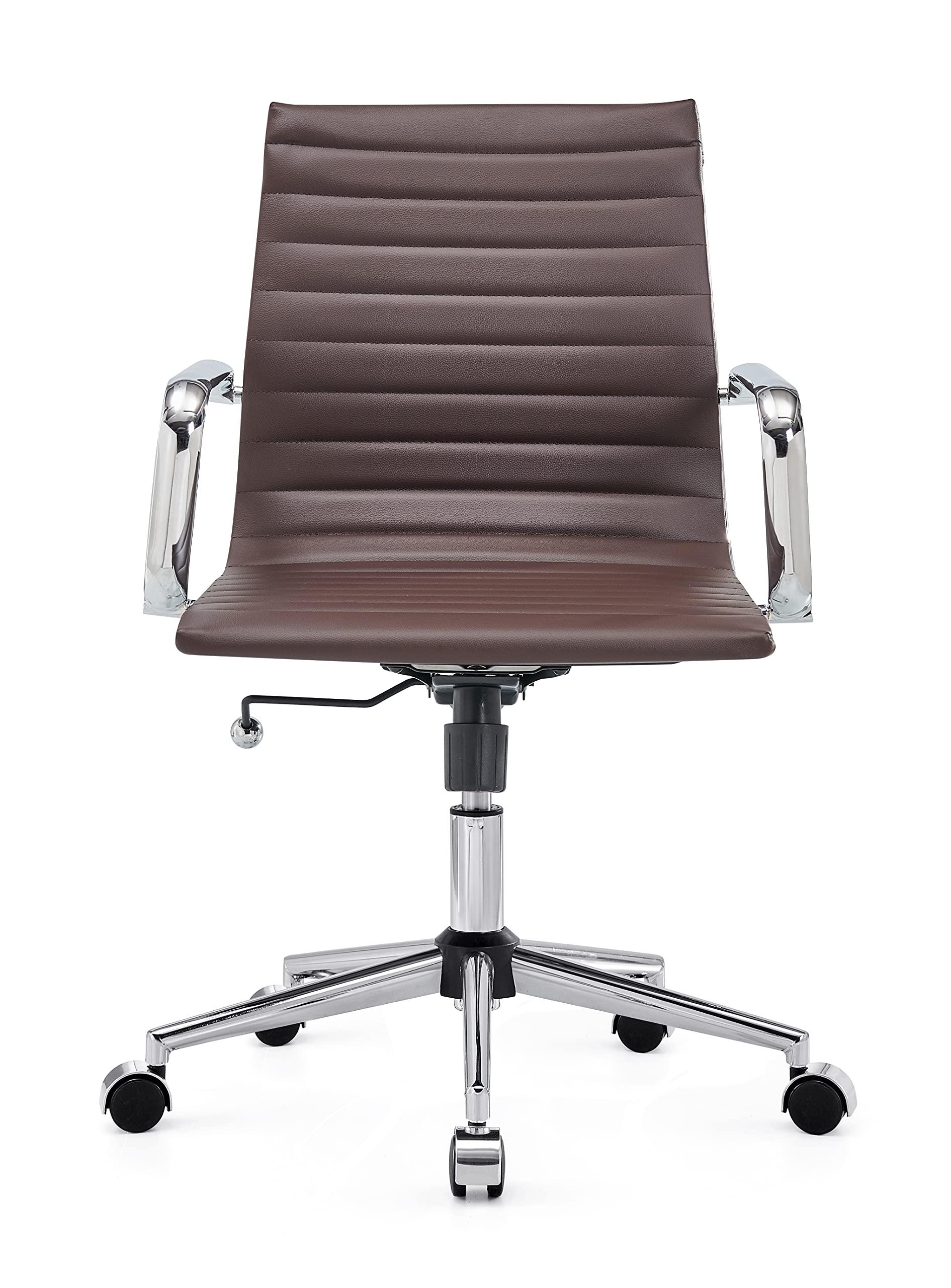 Ergonomic Executive Office Chair - LUX Modern PU Swivel Rolling Computer Desk Chair with Armrests (3011-Brown) for Home Office, Gaming & Workspace Comfort