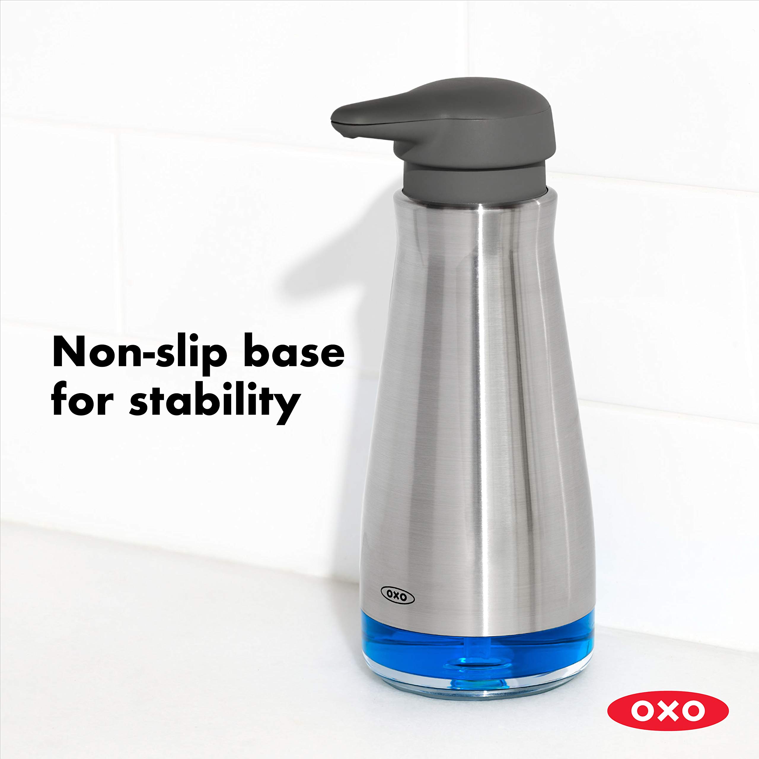 OXO Good Grips Stainless Steel Soap Dispenser and Sink Caddy Set - Premium Kitchen & Bathroom Organizer for Liquid Soap, Dish Soap, and Hand Wash - Perfect for Countertop, Sink, and Vanity Organization