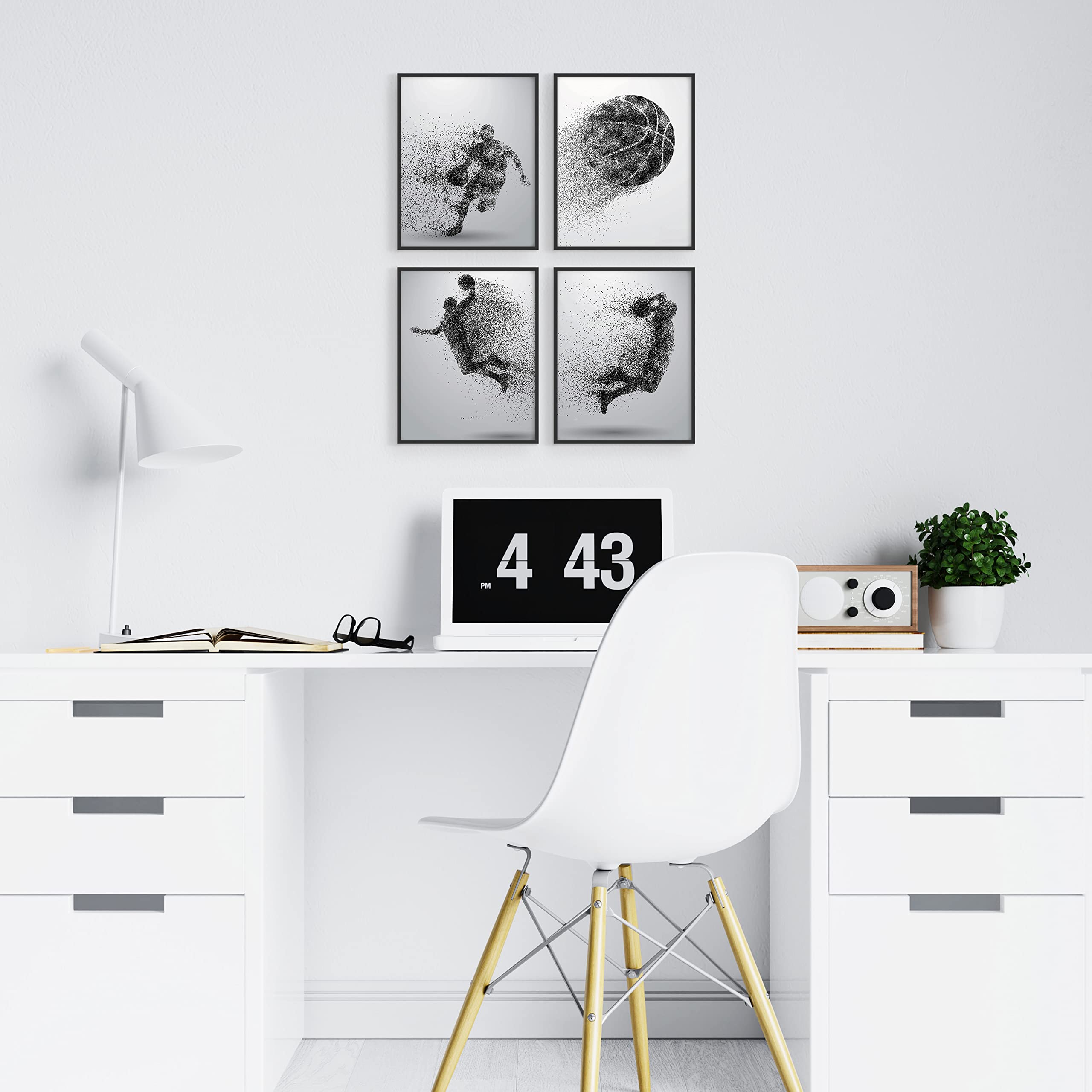 Basketball Wall Art Prints - Set of 4 (8x10) Unframed Sports Posters for Boys Room, Teen Bedroom & Man Cave Decor - Perfect for Basketball Fans, Kids Room & Game Room Wall Decor